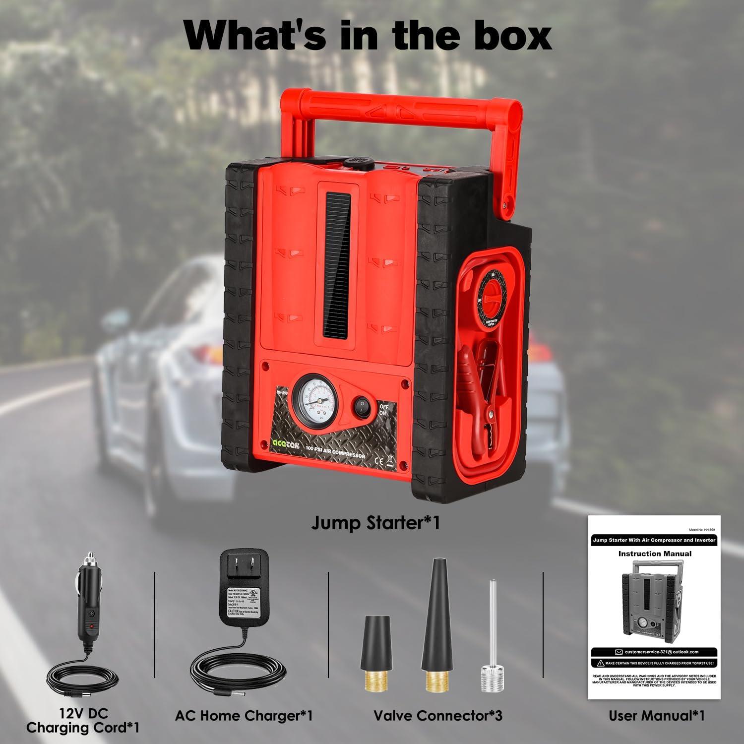 Arrancador de Batería Solar Acetek HH-599 2000A 20000mAh