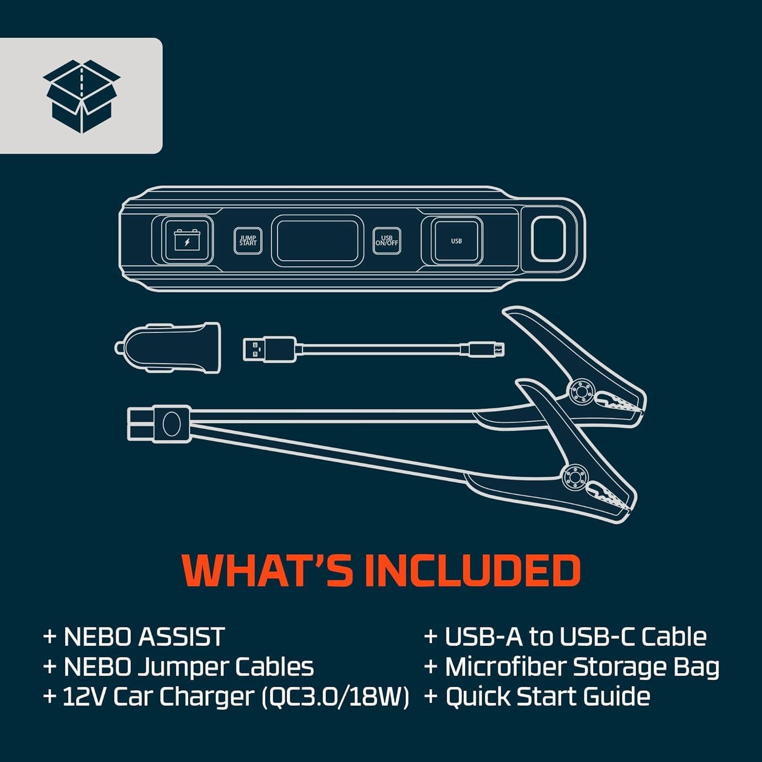 Asistente de Arranque NEBO 3 en 1 con Luz LED 200 Lúmenes