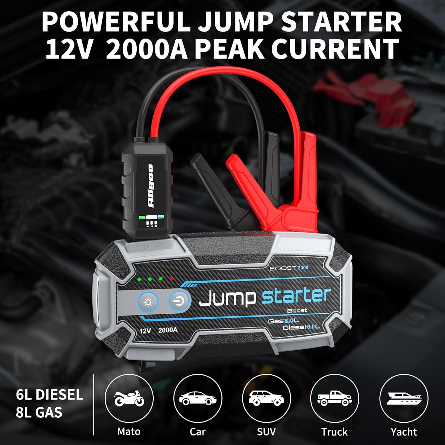 Arrancador de Coche Portátil Aligoo Boost 2000 4000A Carga Rápida