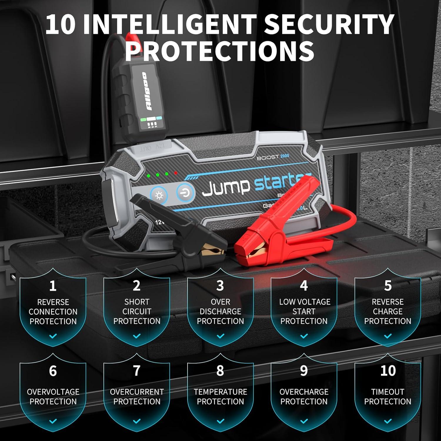 Arrancador de Coche Portátil Aligoo Boost 2000 4000A Carga Rápida