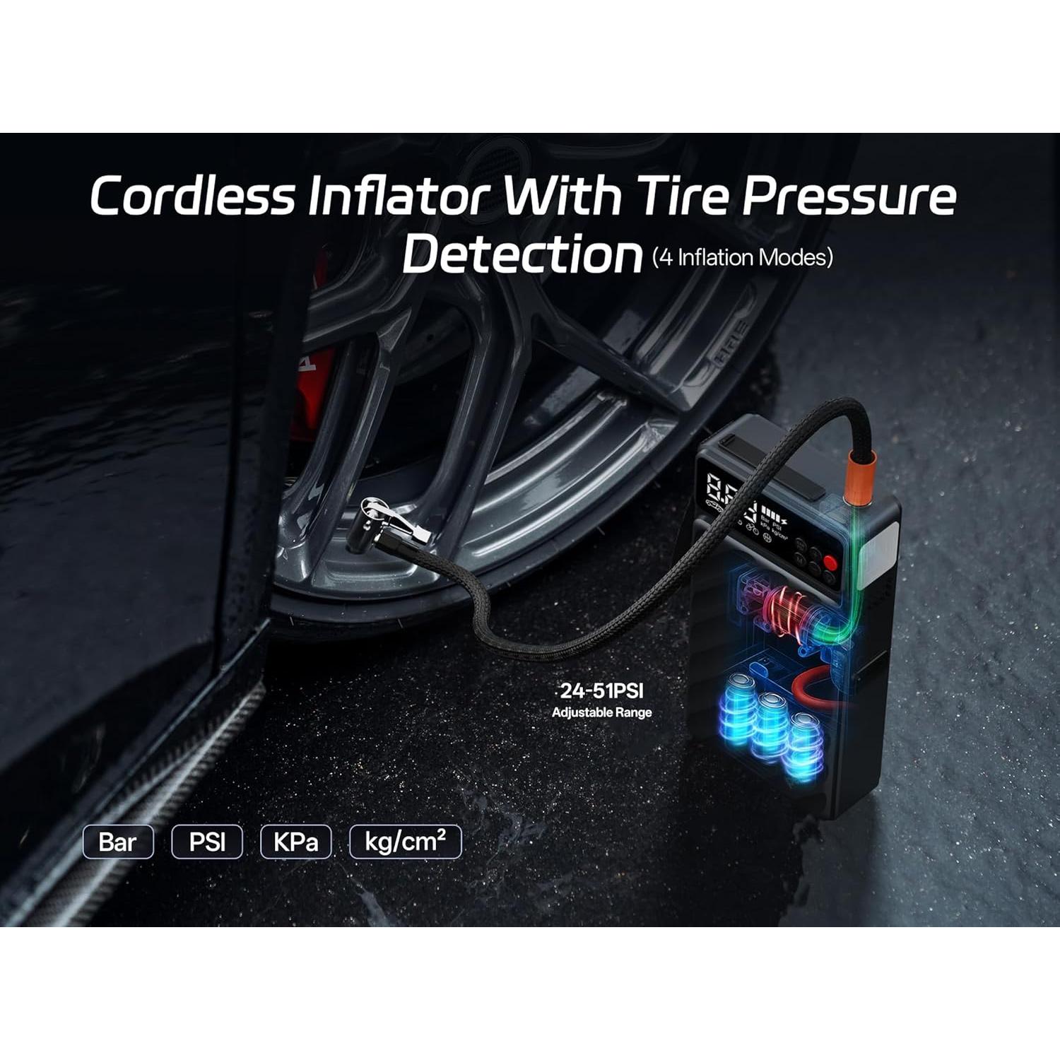 Arrancador de Batería Pelsee E1 3500A 20000mAh con Compresor