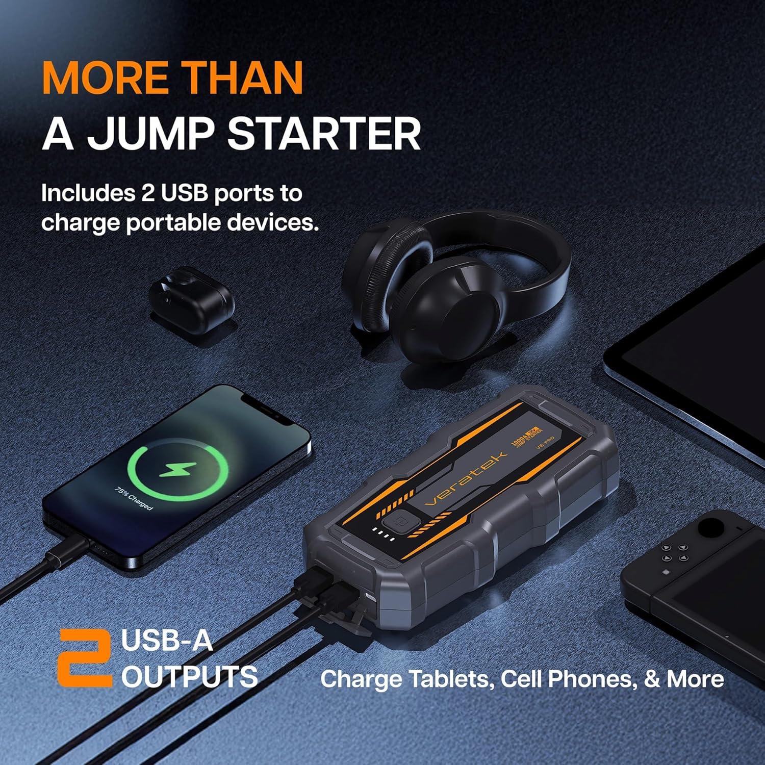 Arrancador Portátil de Batería Veratek V6 PRO 1000A 12V