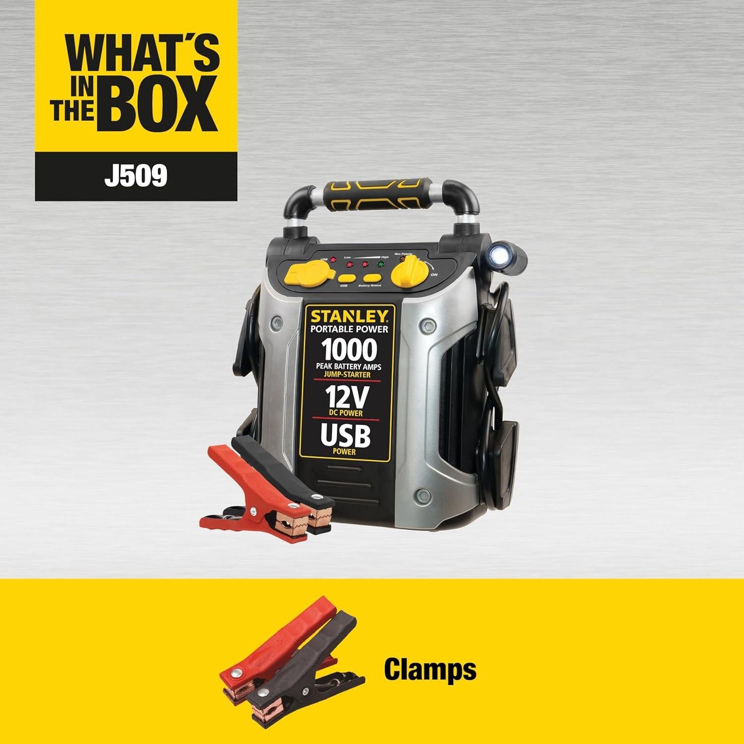 Arrancador de Batería STANLEY J509 1000A Pico USB LED