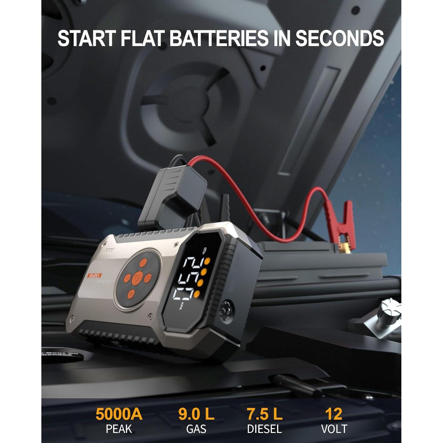 Arrancador de Salto Portátil Geeneu W200 5000A con Compresor