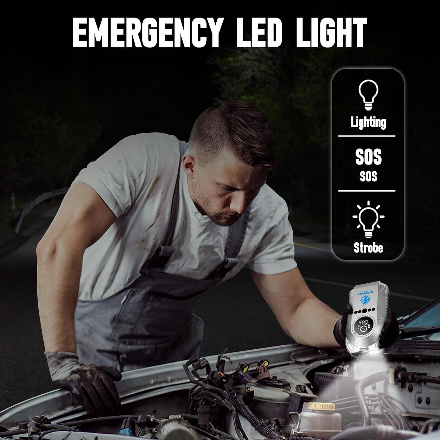 Inflador de Neumáticos ZunDian Q19 con Arrancador 6000A 12V