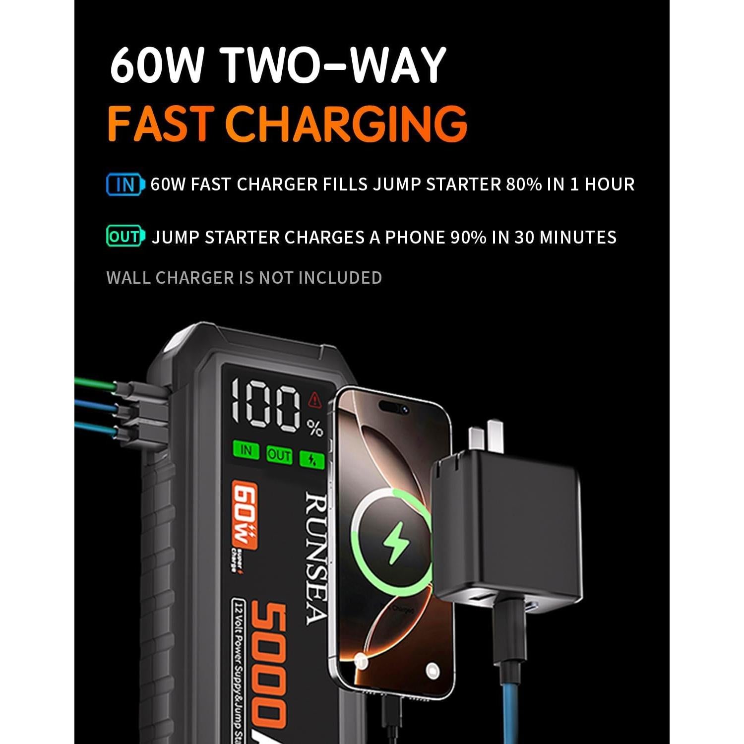 Arrancador de Salto Portátil Runsea D28 5000A 26000mAh 12V