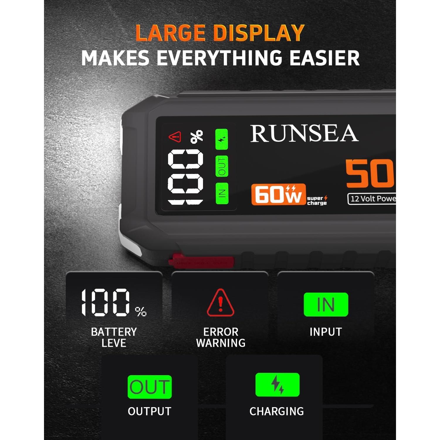 Arrancador de Salto Portátil Runsea D28 5000A 26000mAh 12V