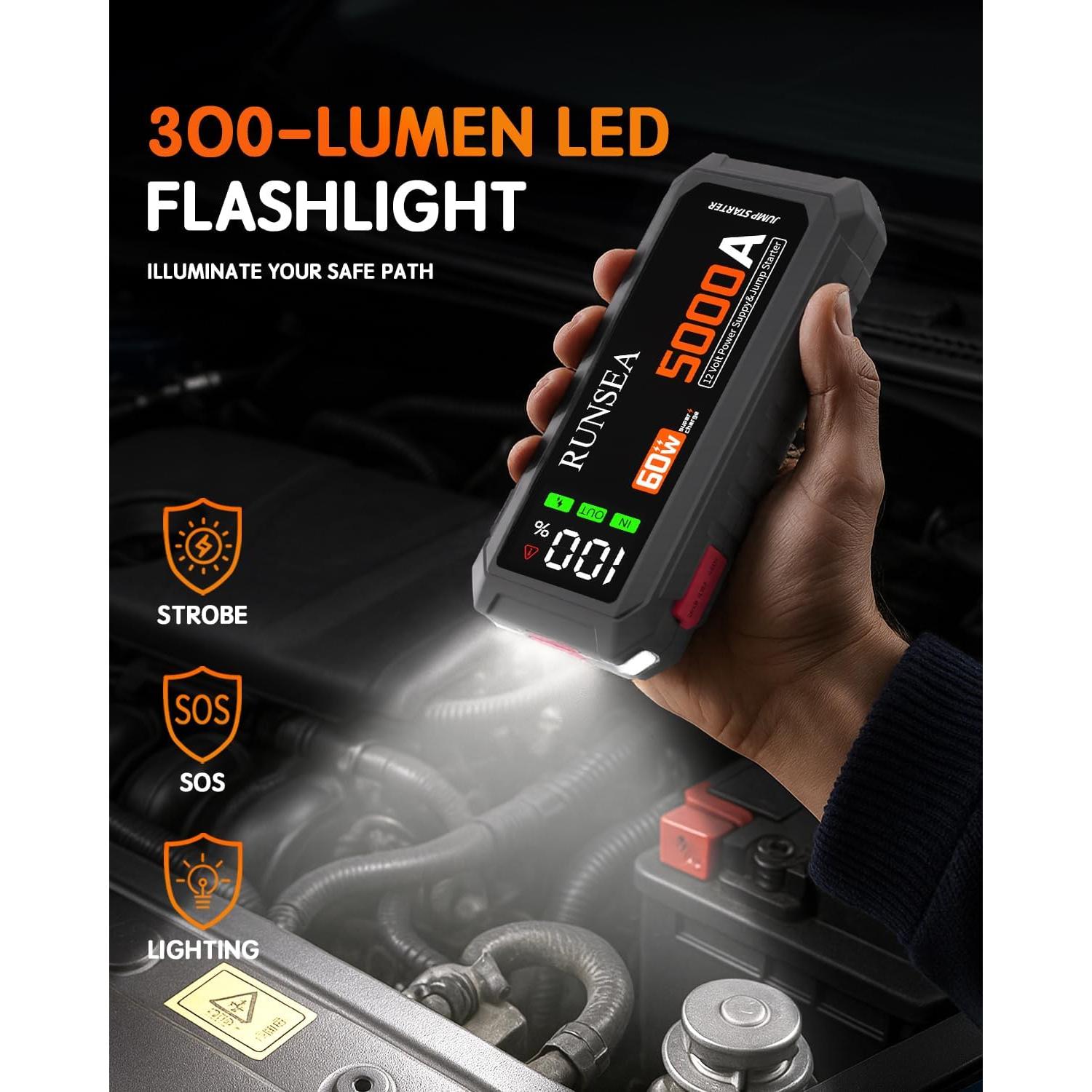 Arrancador de Salto Portátil Runsea D28 5000A 26000mAh 12V