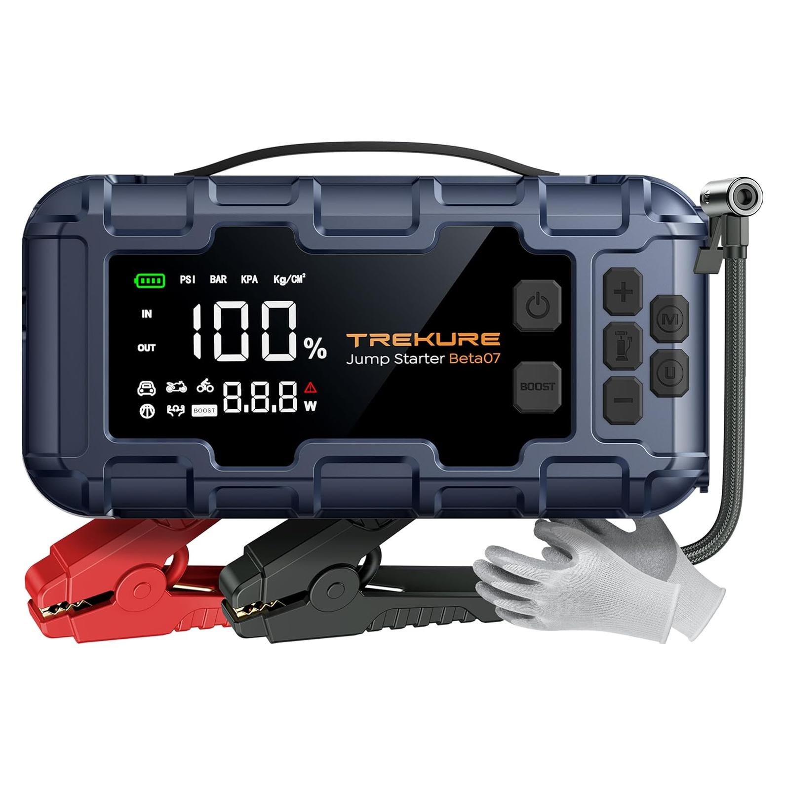 Arrancador de coche TREKURE Beta07 8000A 10-en-1 con compresor