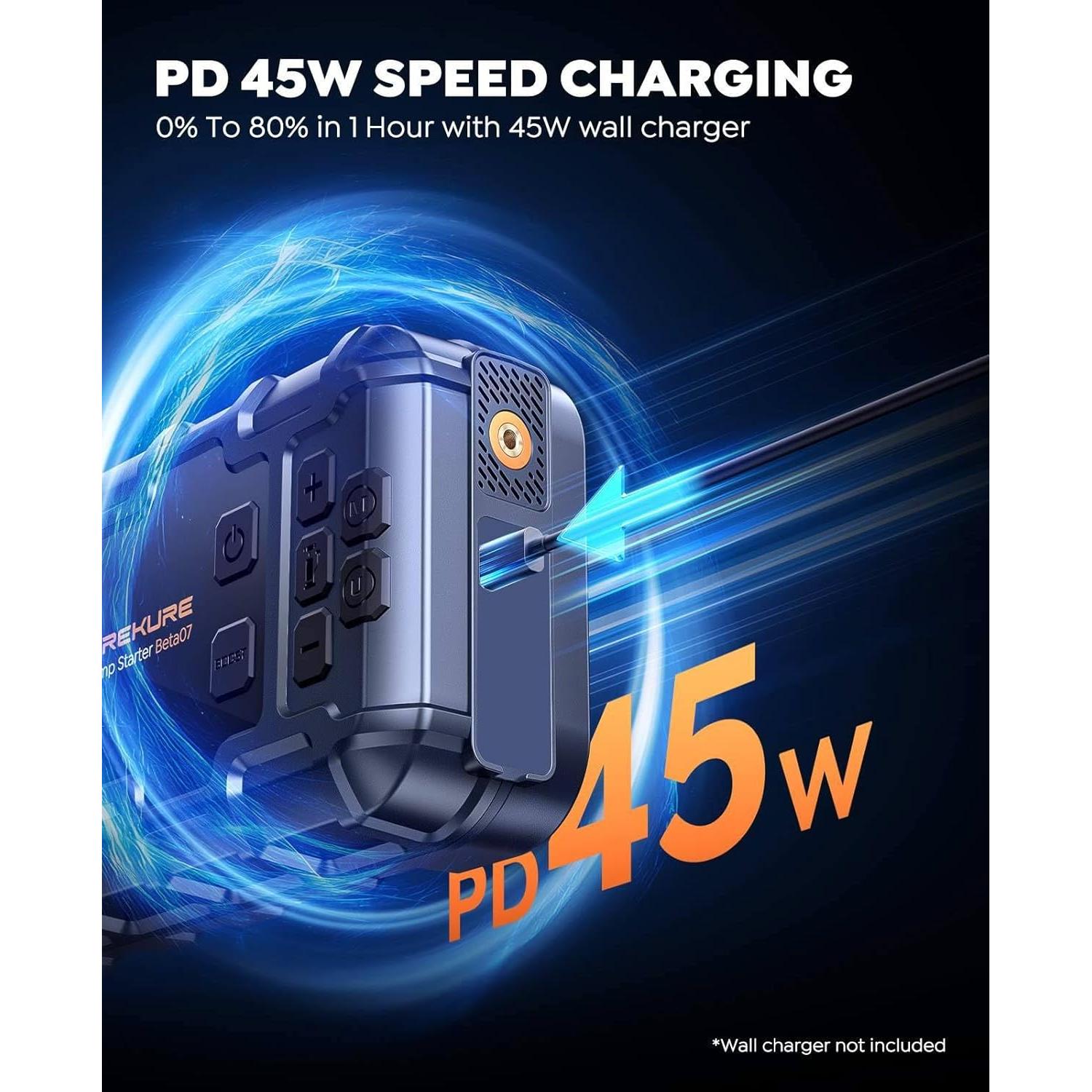 Arrancador de coche TREKURE Beta07 8000A 10-en-1 con compresor