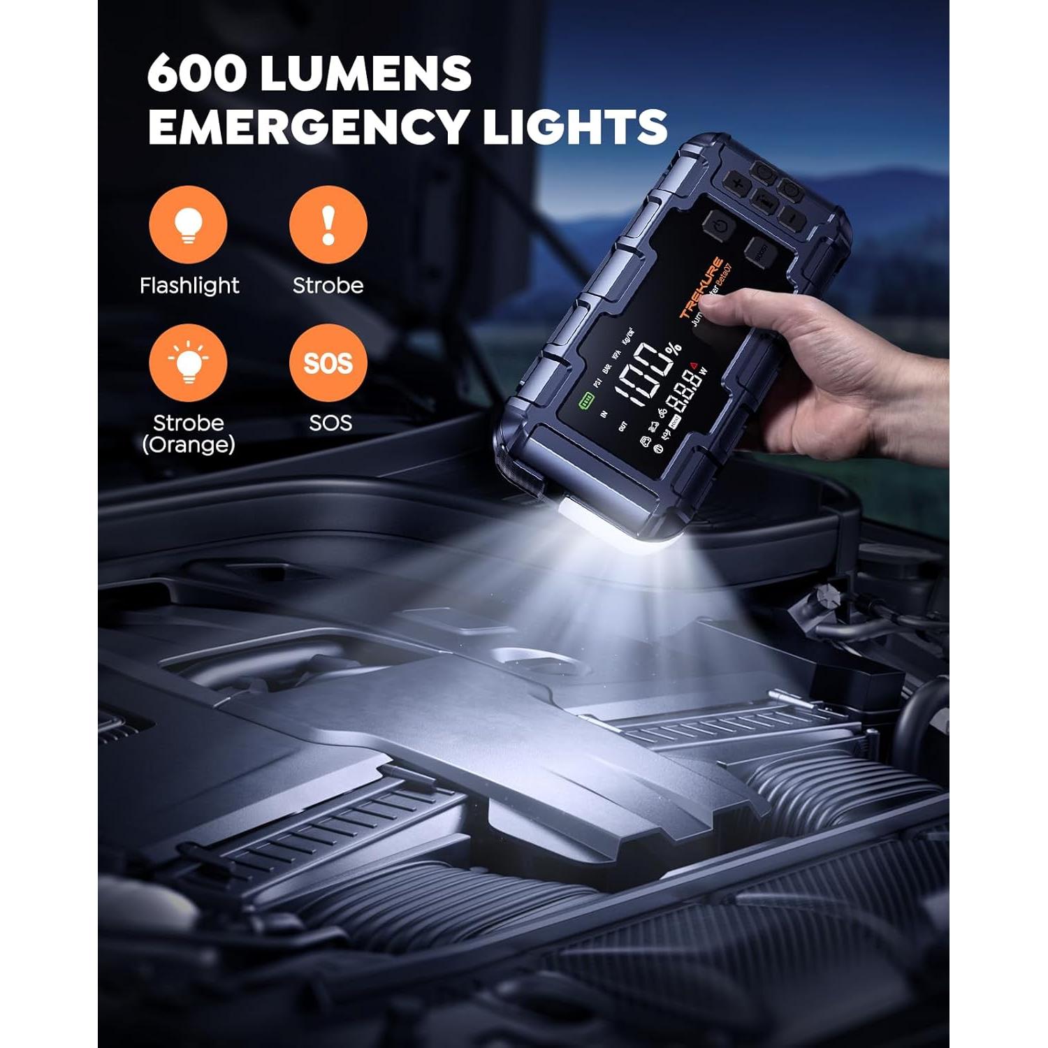 Arrancador de coche TREKURE Beta07 8000A 10-en-1 con compresor