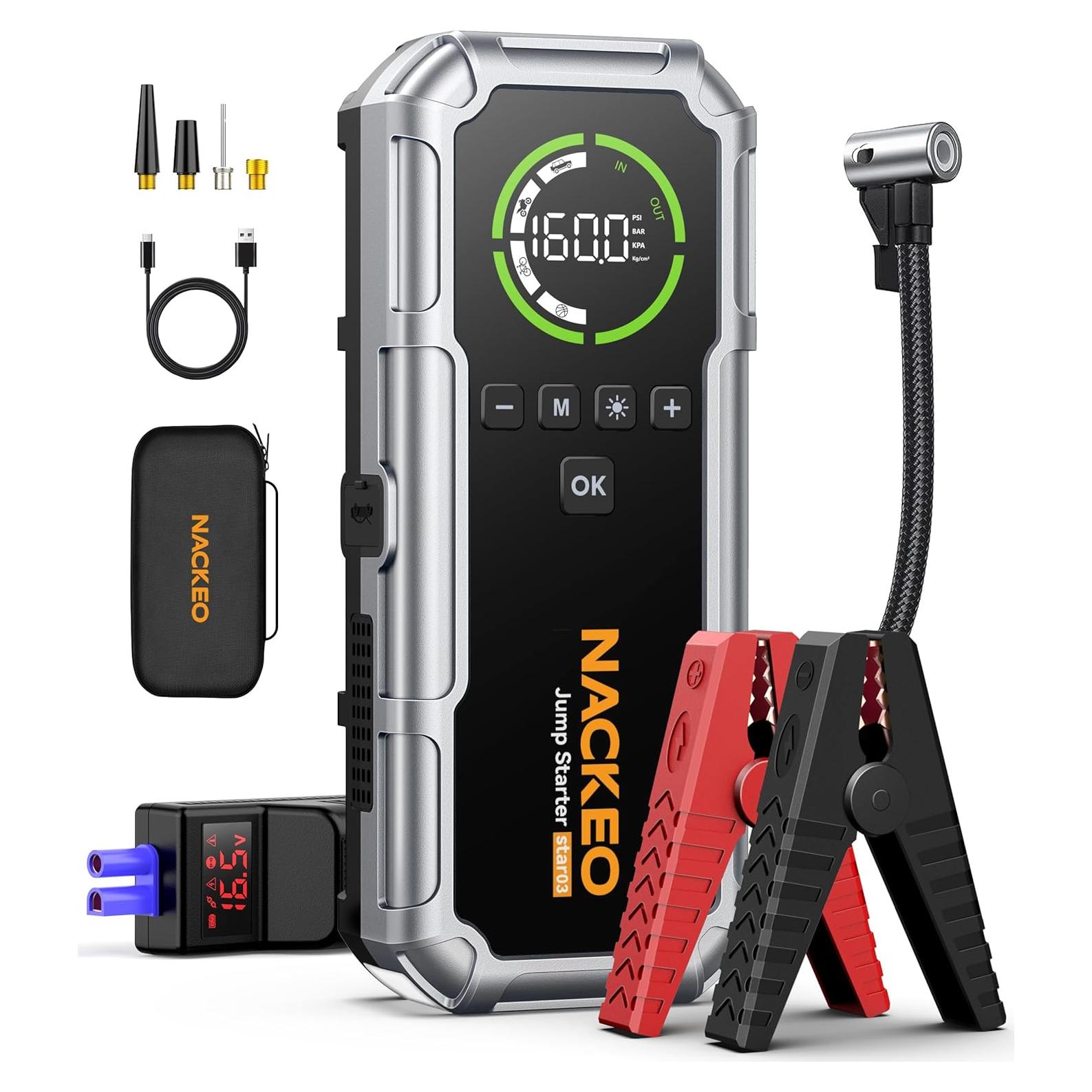 Arrancador de Coche Portátil NACKEO Star03 7000A con Compresor 160PSI