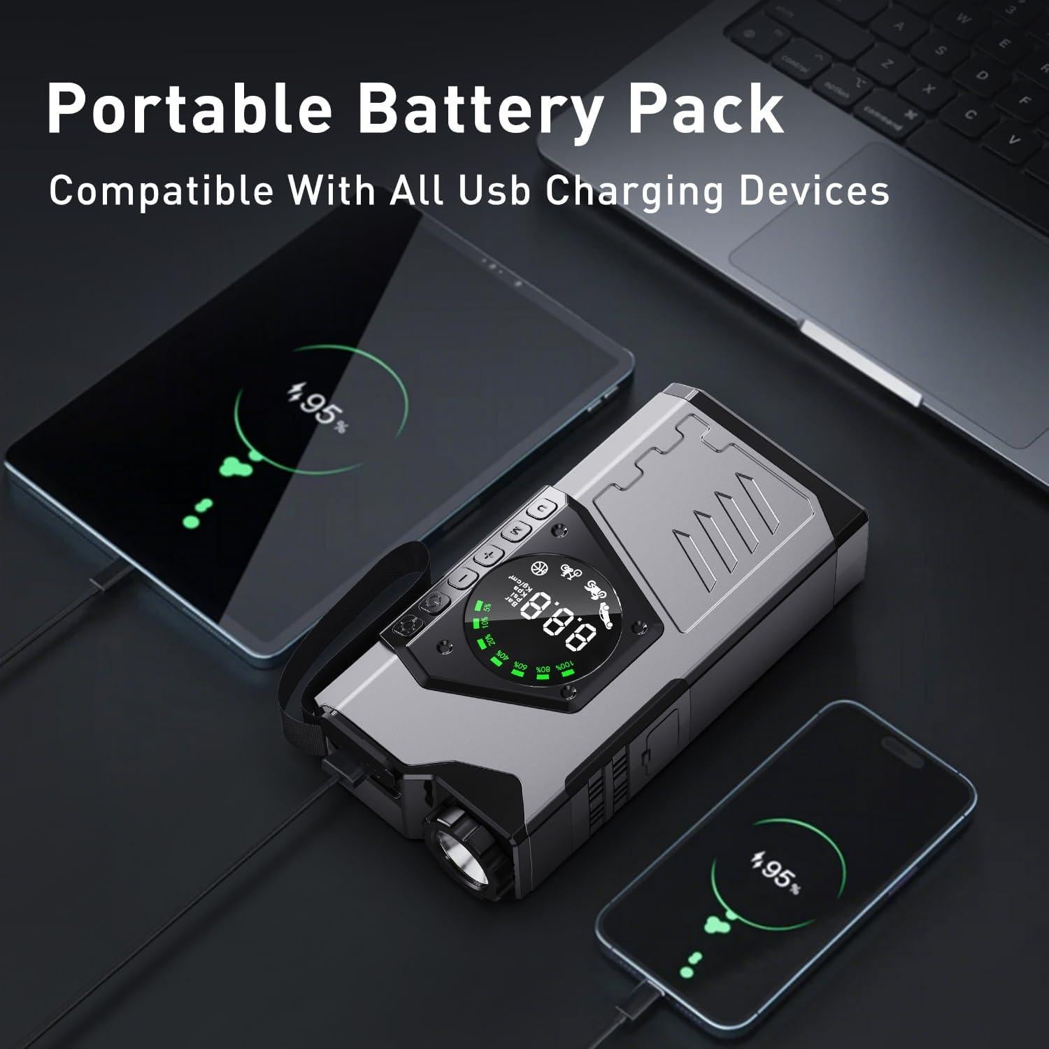 Arrancador de Coche Portátil DR.HILL K18 3000A con Compresor 150PSI