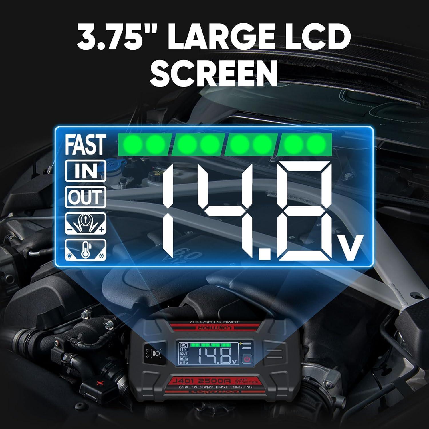 Arrancador de Batería LOKITHOR J401 2500A 12V Carga Rápida