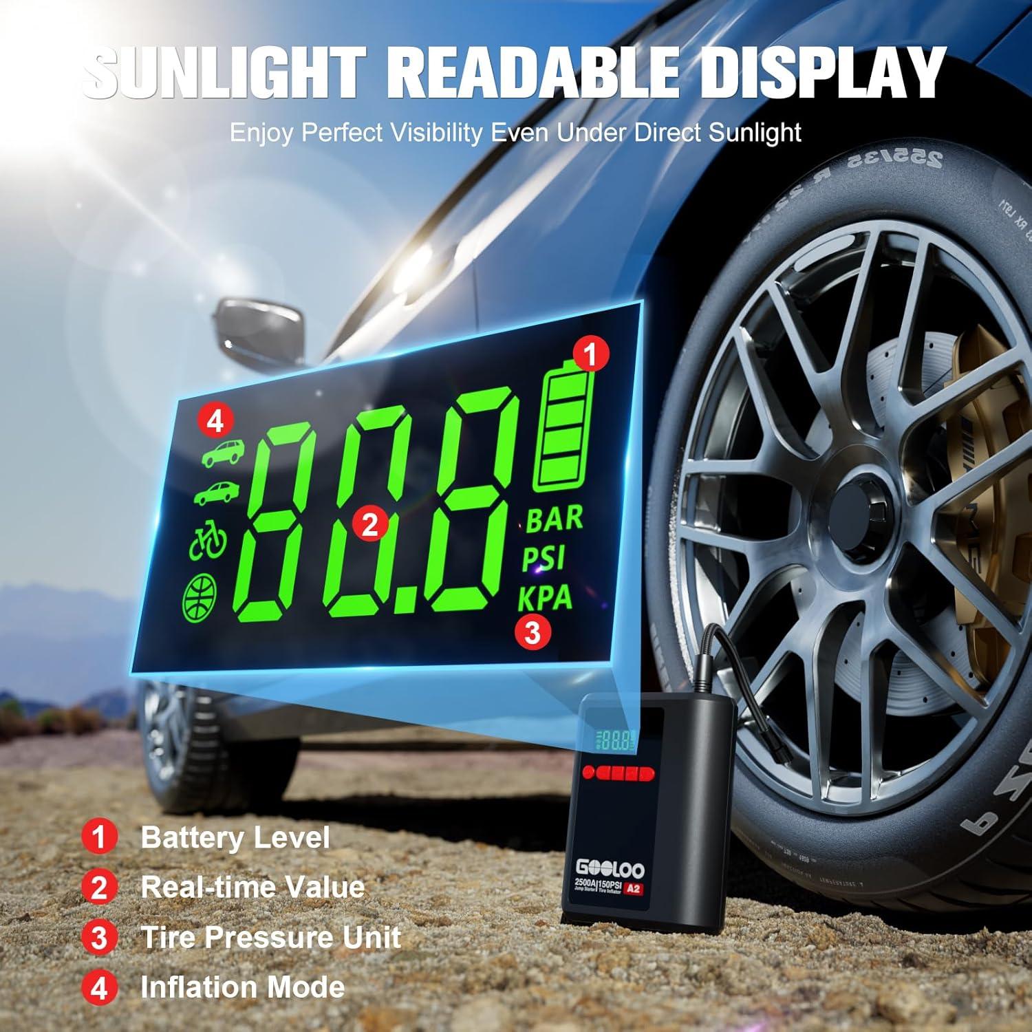 GOOLOO A2 Arrancador de Salto 2500A con Compresor 150 PSI