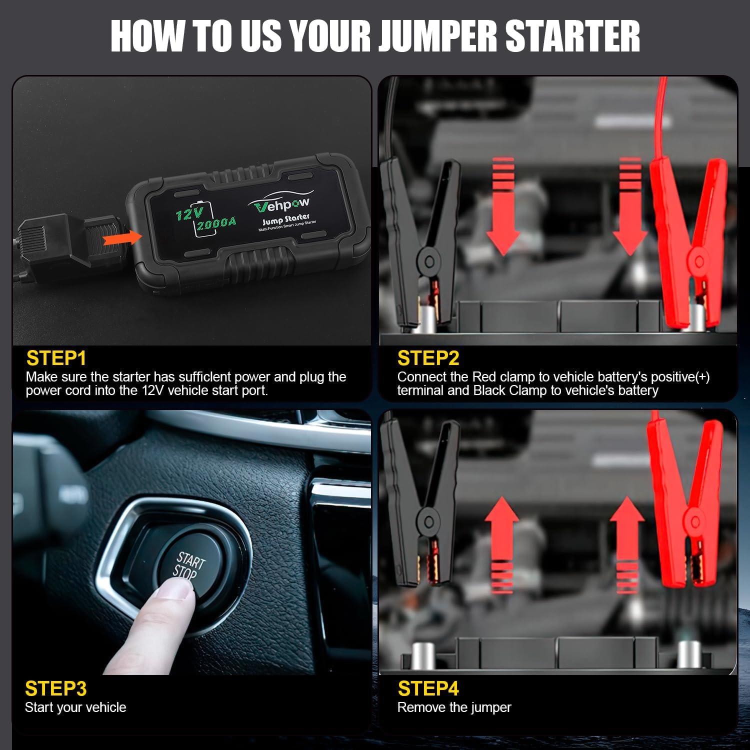 Arrancador de Batería Vehpow S903 2000A 20000mAh Portátil