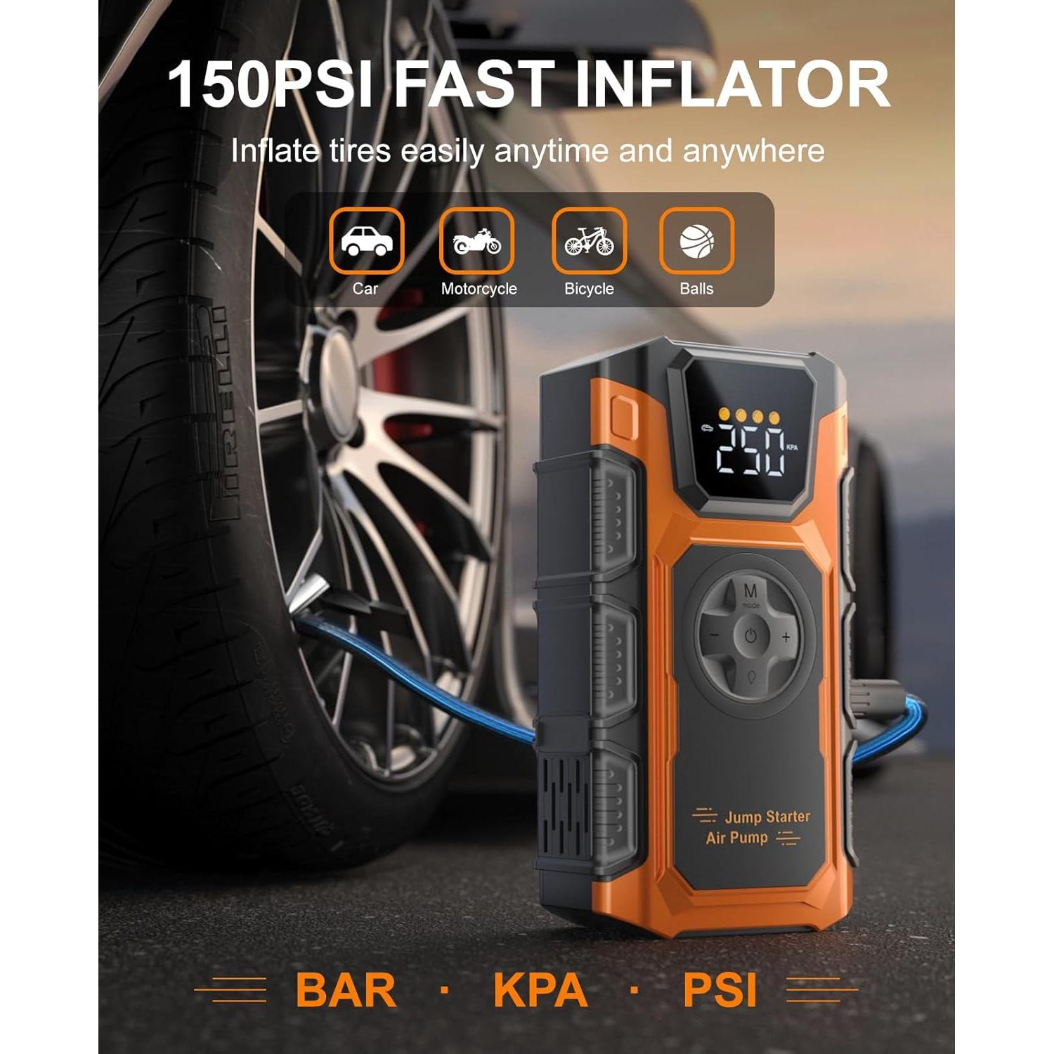 Arrancador de Salto 5000A Featou V2 con Compresor 150 PSI