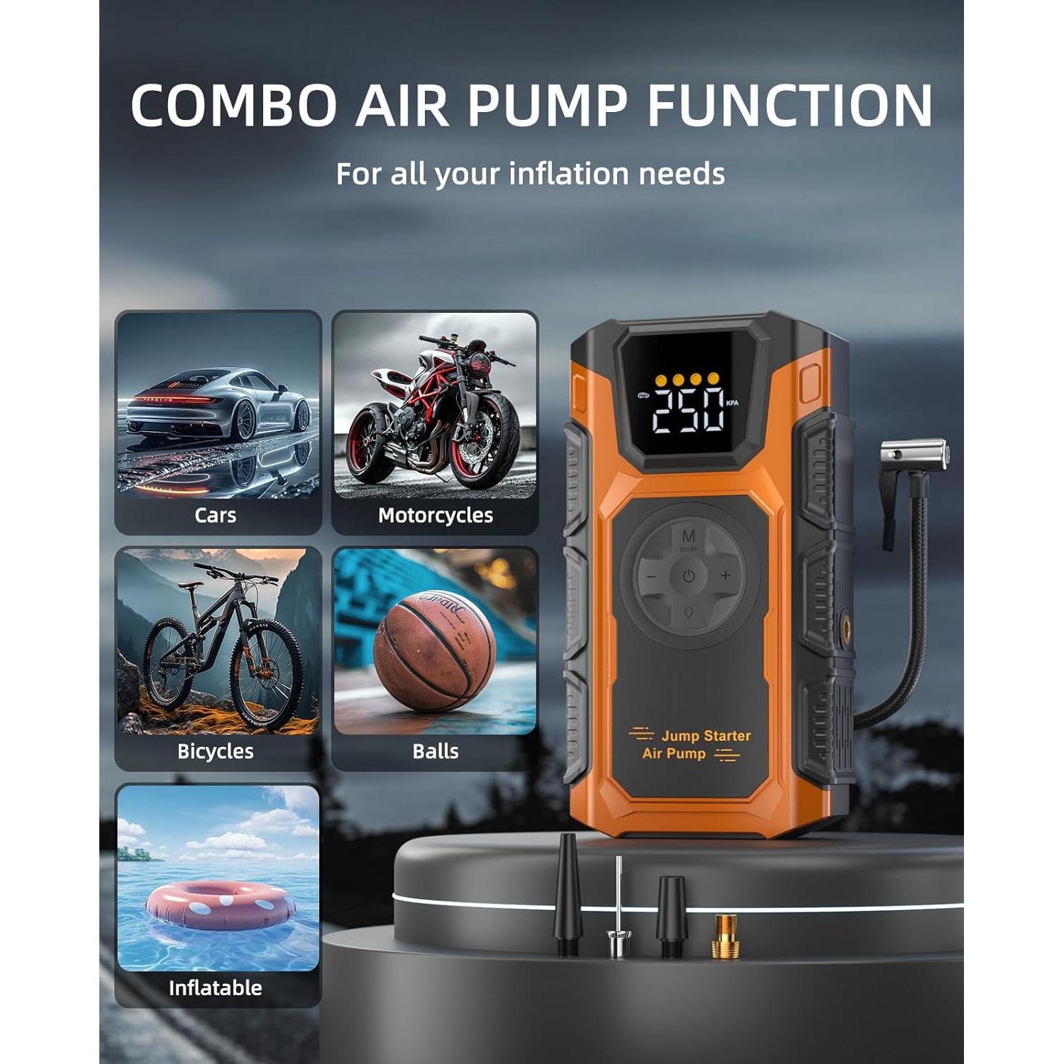 Arrancador de Salto 5000A Featou V2 con Compresor 150 PSI