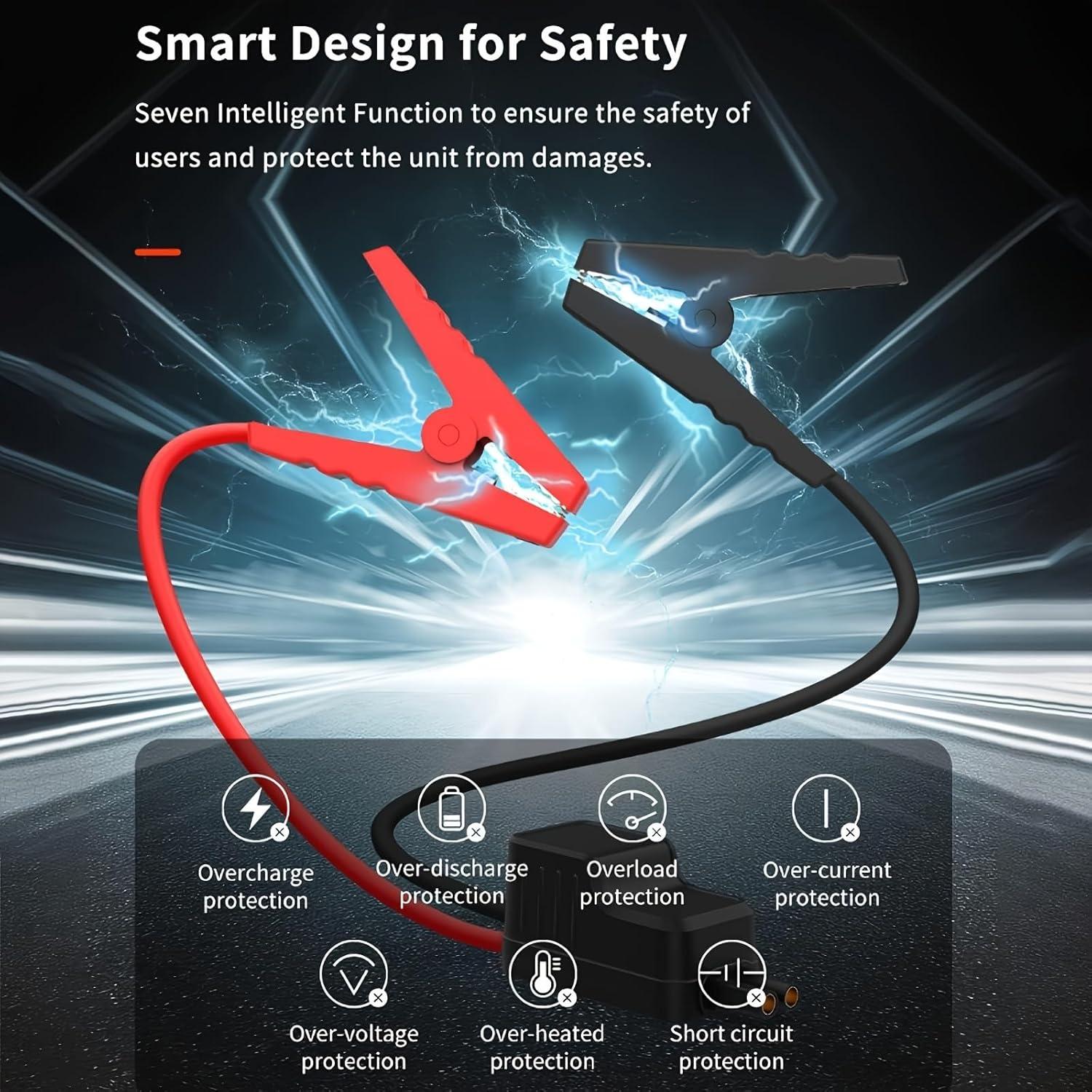 Arrancador de Coche FOTN 30000mAh 600A 12V Rojo