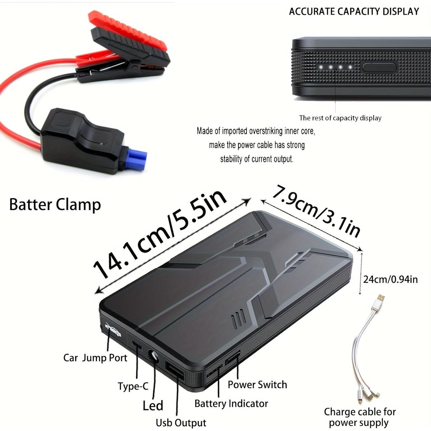 Arrancador de Coche FOTN 30000mAh 600A 12V Rojo