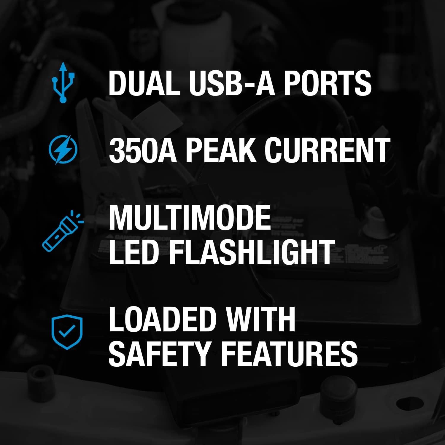 Arrancador de Coche Portátil TYPE S 1000A 8000mAh USB LED