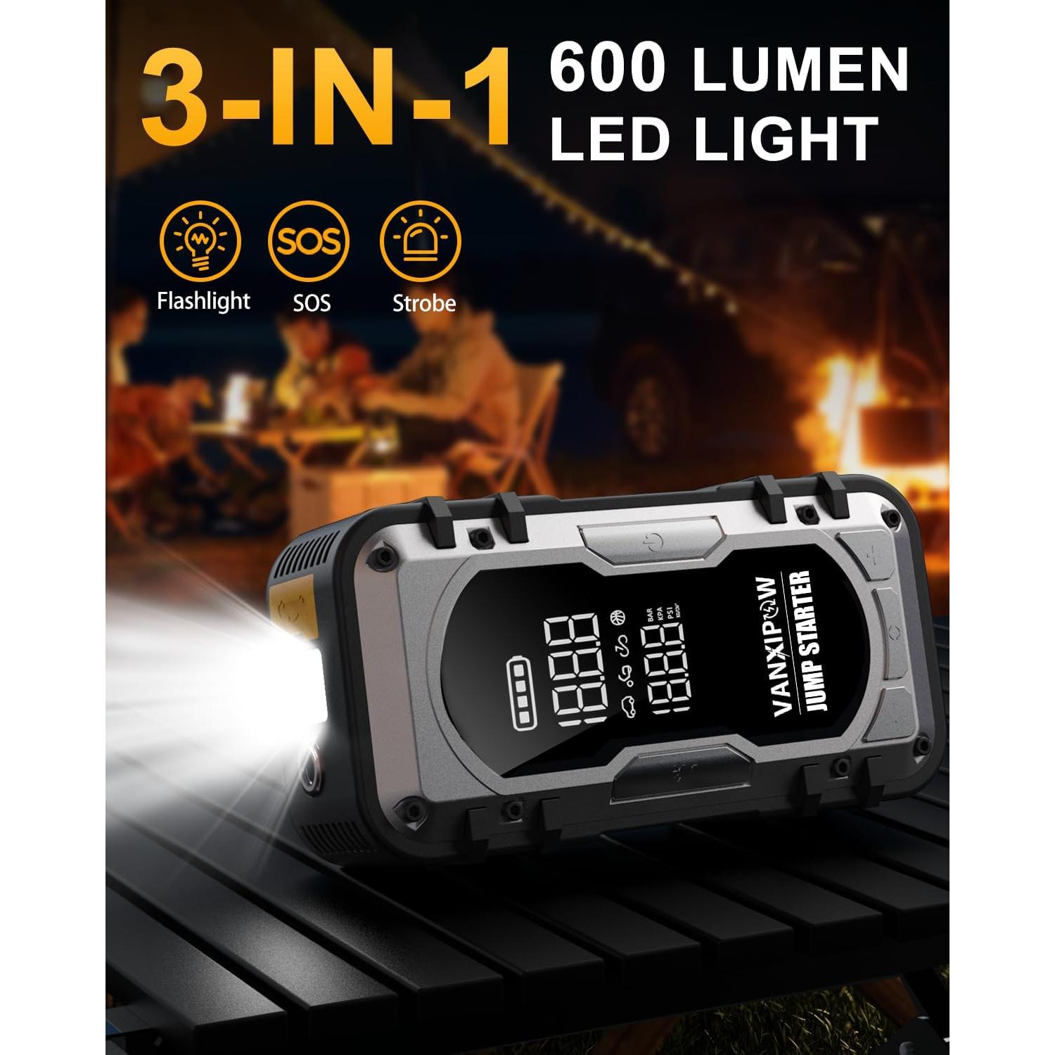 Arrancador de Batería Portátil VANXIPOW 4500A con Compresor 150PSI