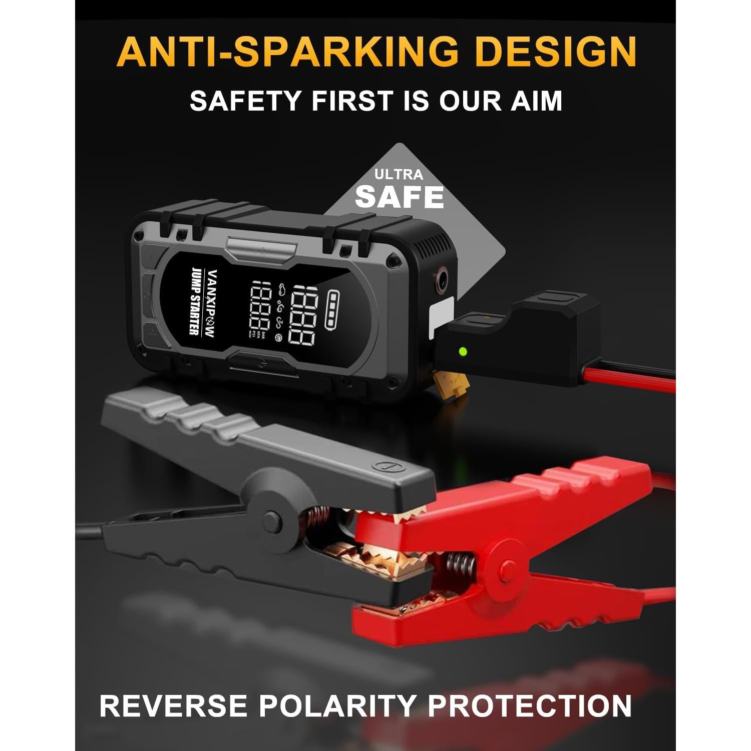 Arrancador de Batería Portátil VANXIPOW 4500A con Compresor 150PSI