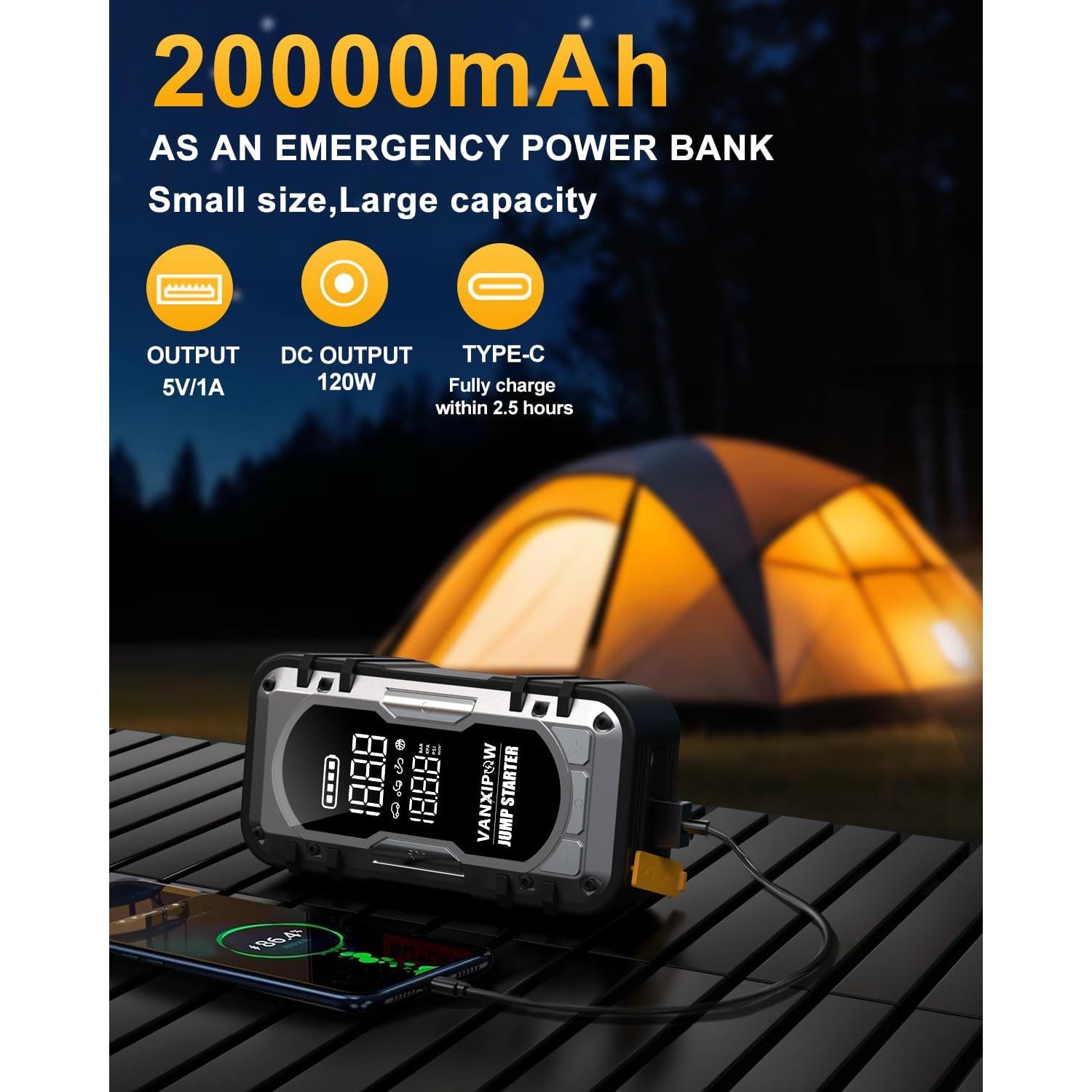 Arrancador de Batería Portátil VANXIPOW 4500A con Compresor 150PSI