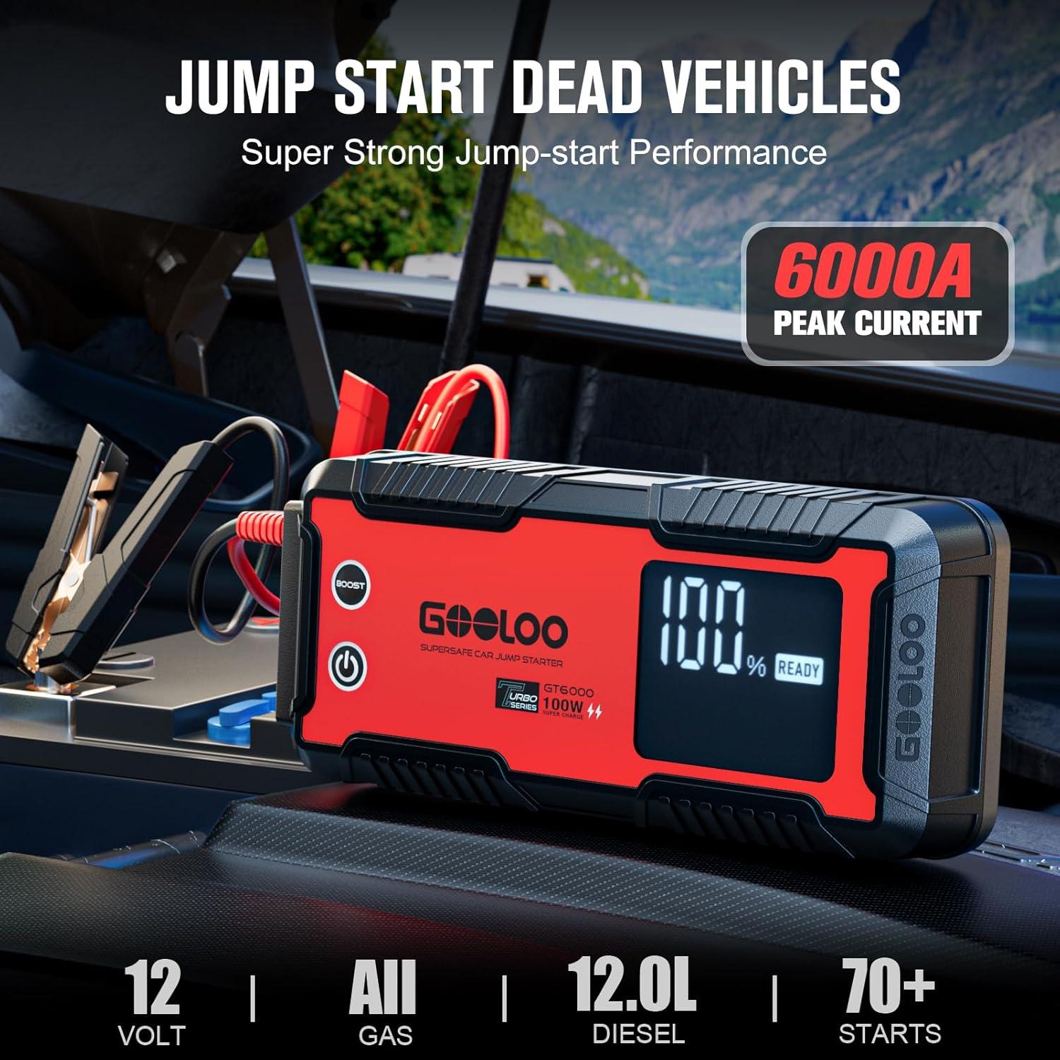 Arrancador de Coche GOOLOO GT6000 6000A Carga Rápida 100W