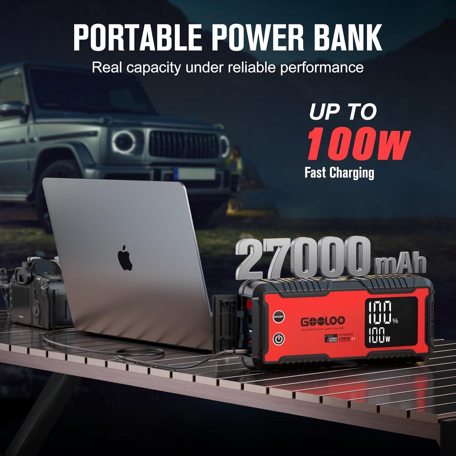 Arrancador de Coche GOOLOO GT6000 6000A Carga Rápida 100W