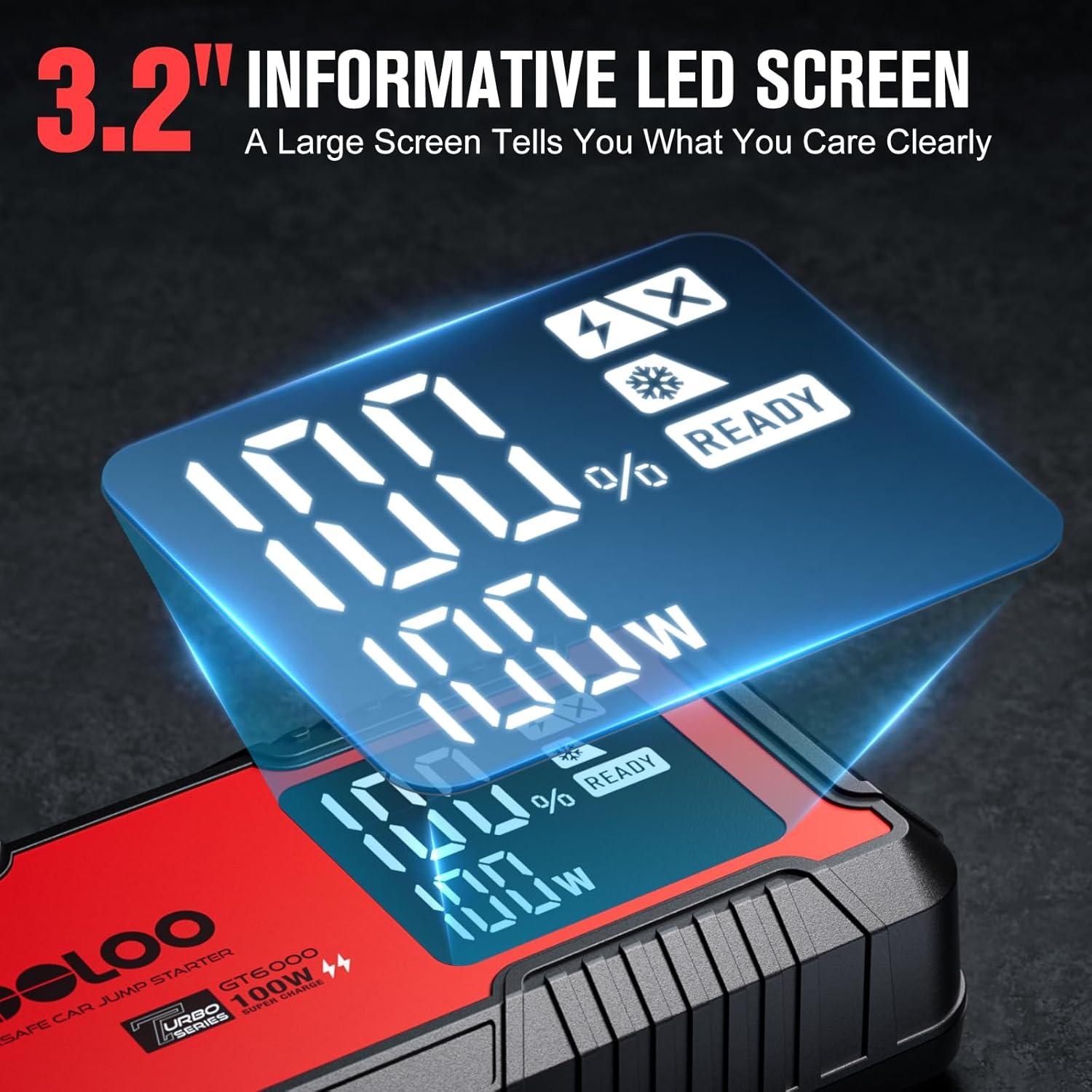 Arrancador de Coche GOOLOO GT6000 6000A Carga Rápida 100W