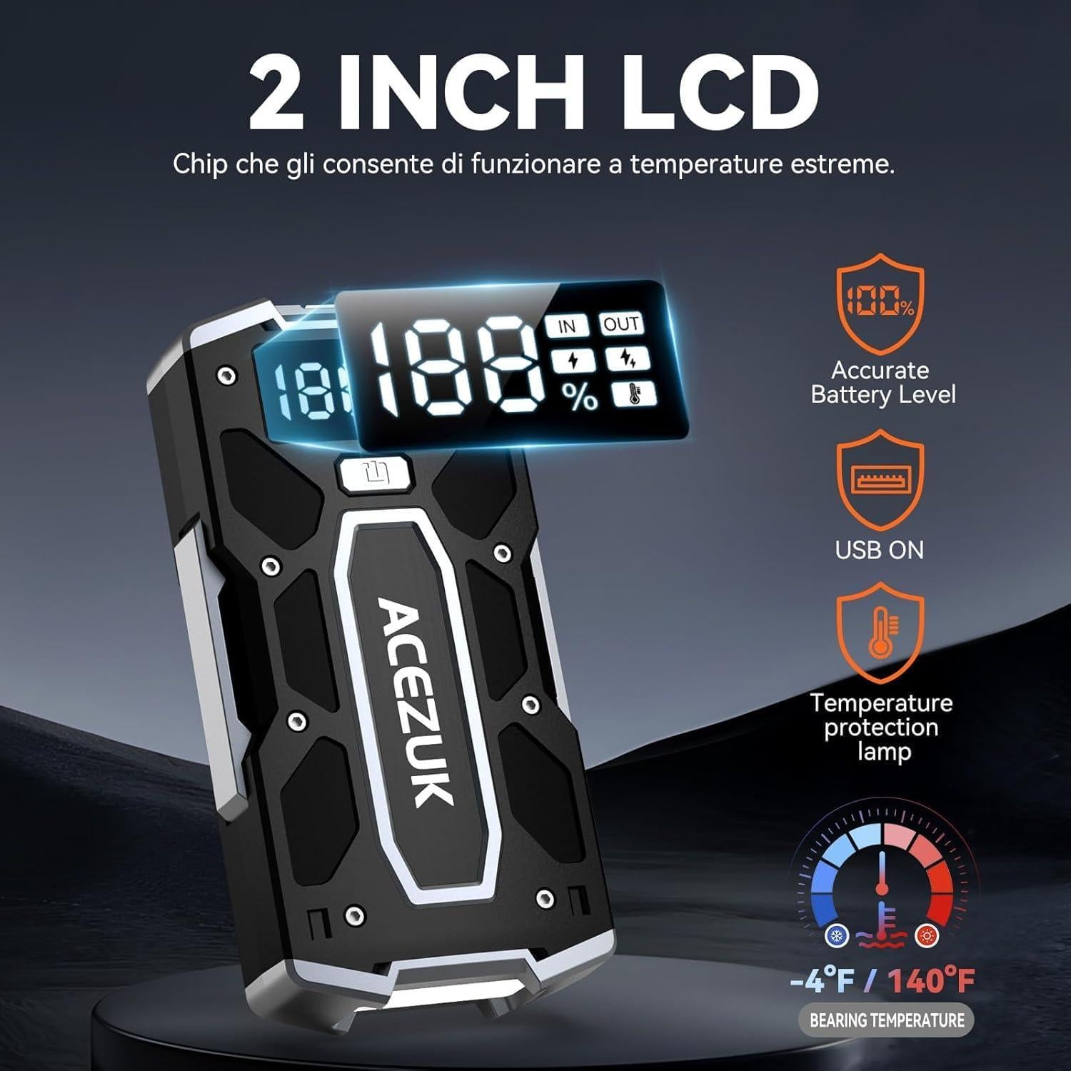 Arrancador de Batería ACEZUK M02-V01 8000A Portátil