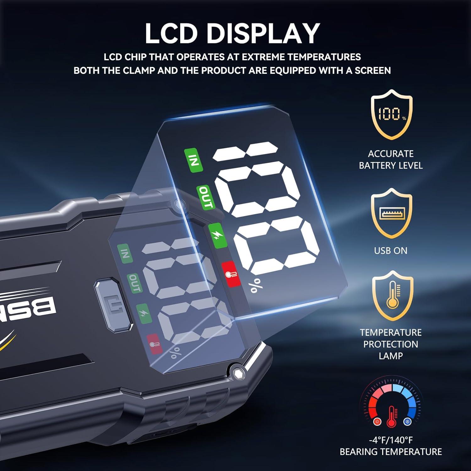 Arrancador de Coche BSMOOM B16 7000A 26800mAh Pantalla LED