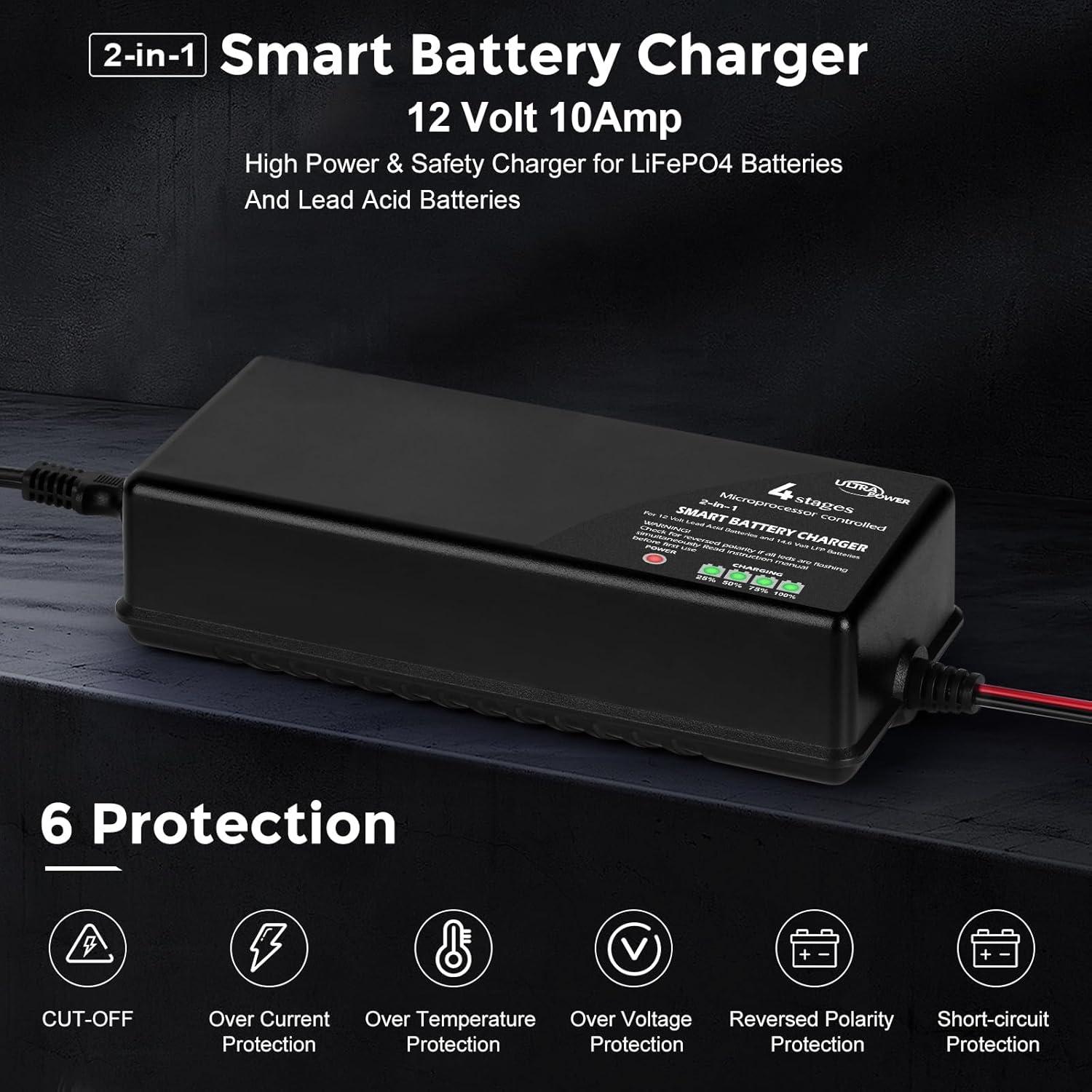 Cargador de Batería LiFePO4 10A ULTRAPOWER 12V-14.6V