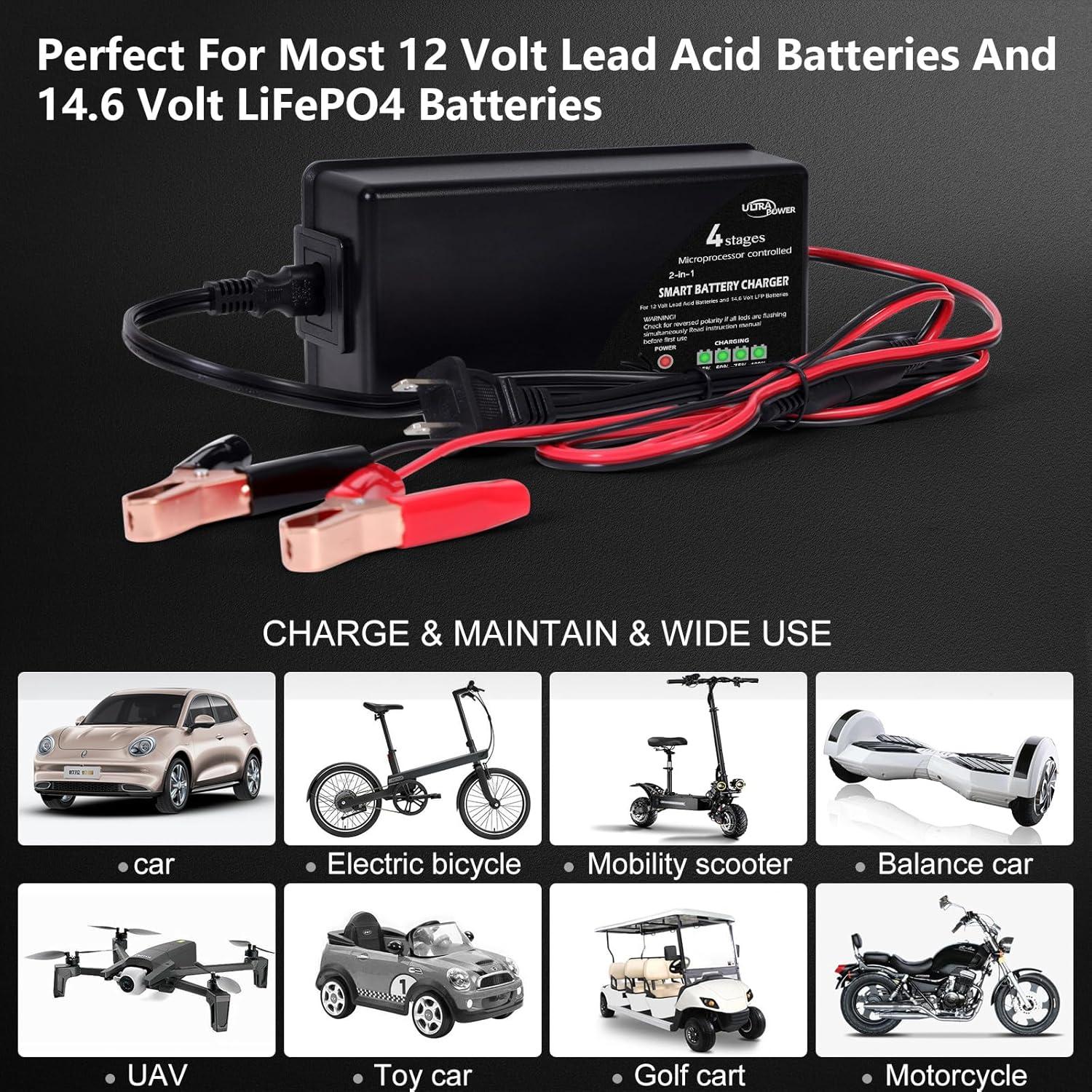 Cargador de Batería LiFePO4 10A ULTRAPOWER 12V-14.6V