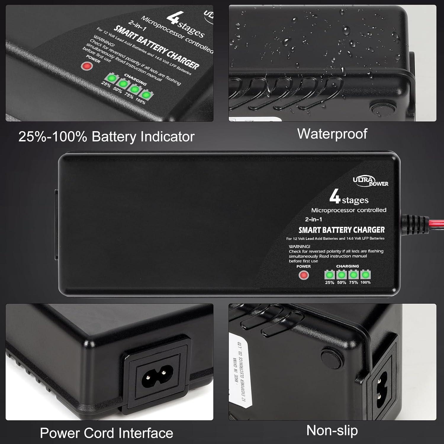 Cargador de Batería LiFePO4 10A ULTRAPOWER 12V-14.6V