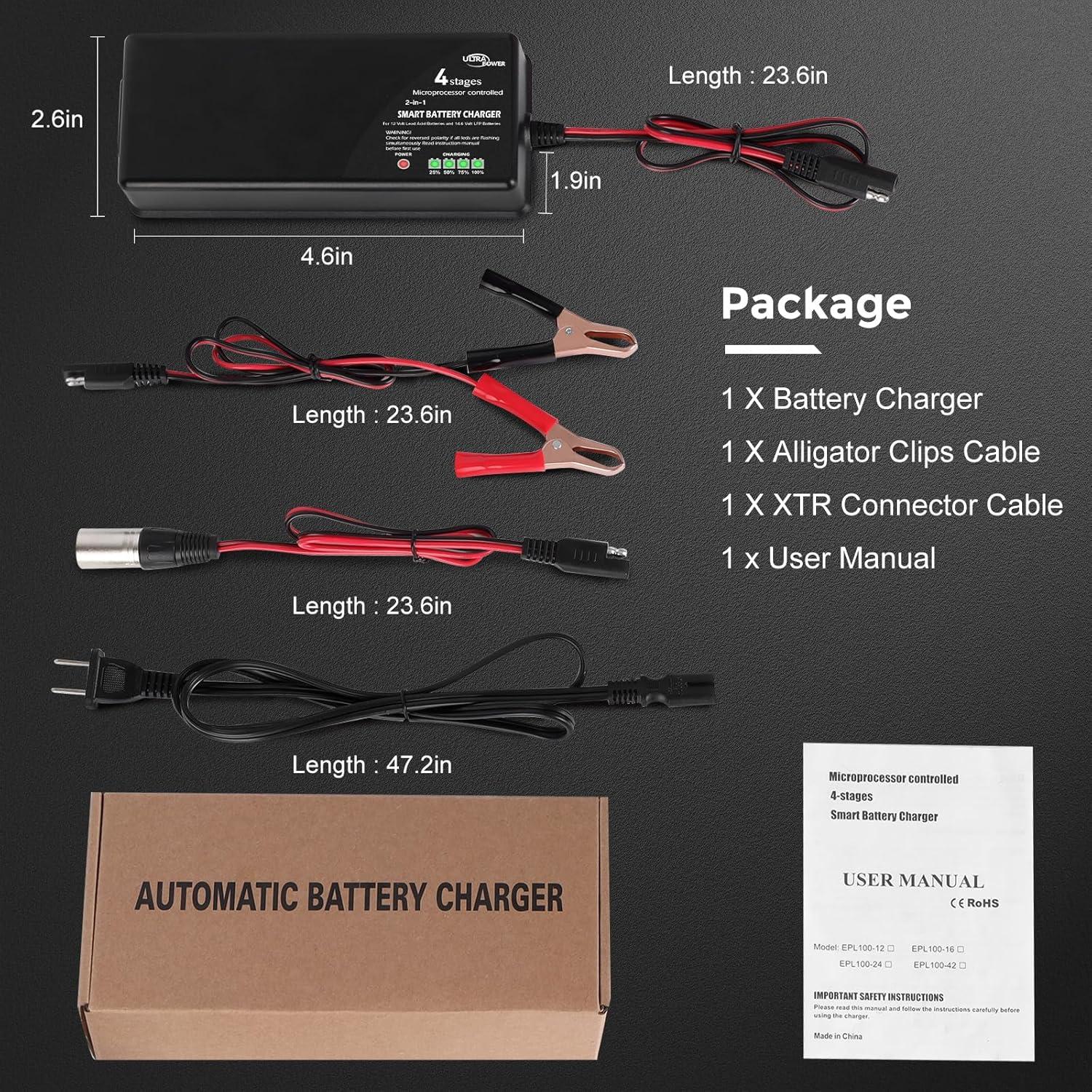 Cargador de Batería LiFePO4 10A ULTRAPOWER 12V-14.6V