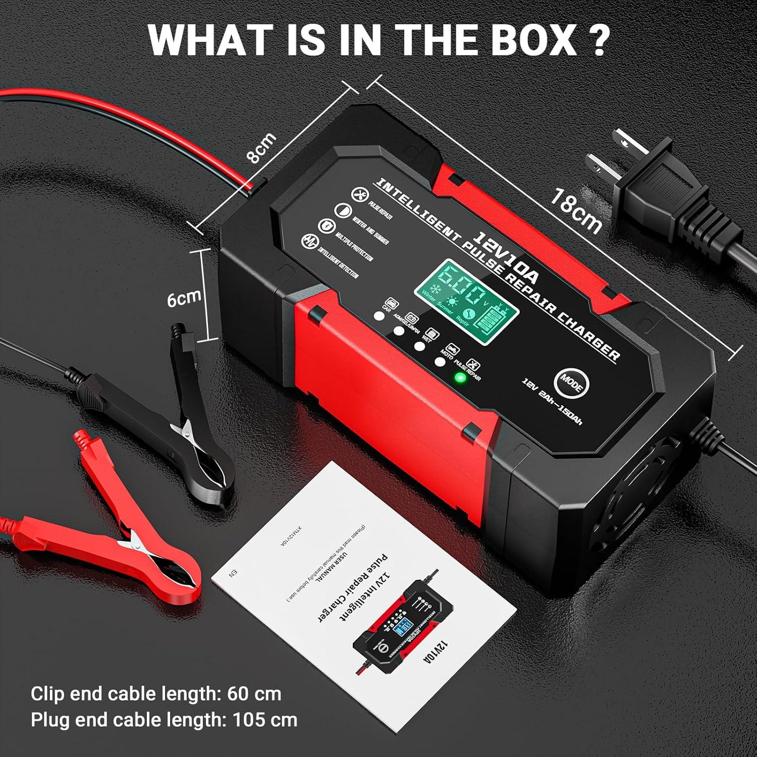 Cargador de Batería Automático 10A 12V YDBAO con Pantalla LCD