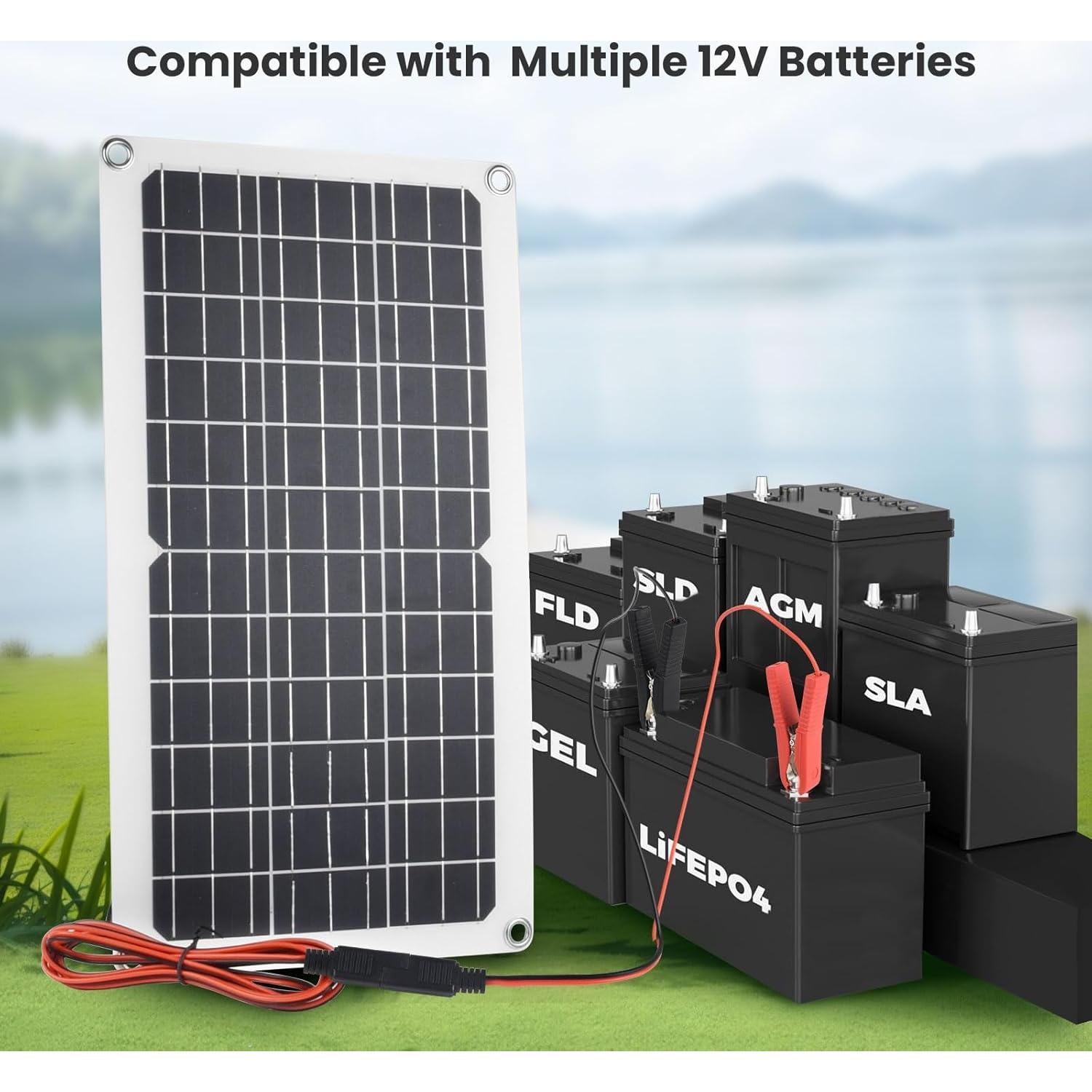 Cargador Solar Soshine 15W 12V con Controlador y LED