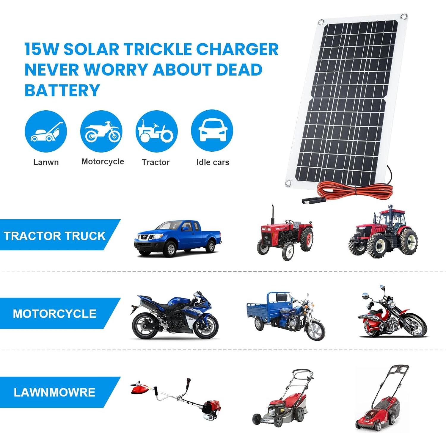 Cargador Solar Soshine 15W 12V con Controlador y LED