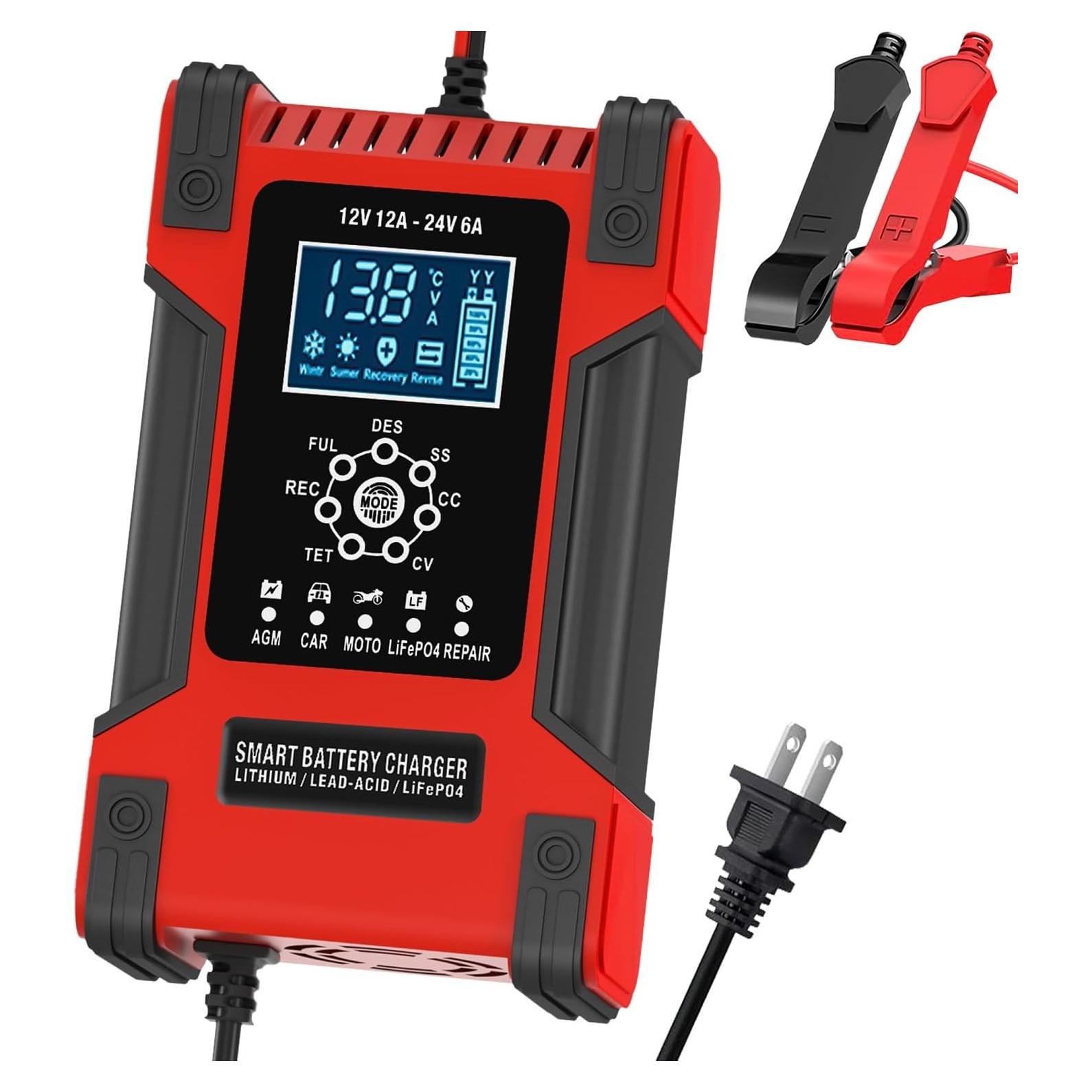 Cargador de Batería Inteligente Wuldnmar 12V/24V 12A/6A