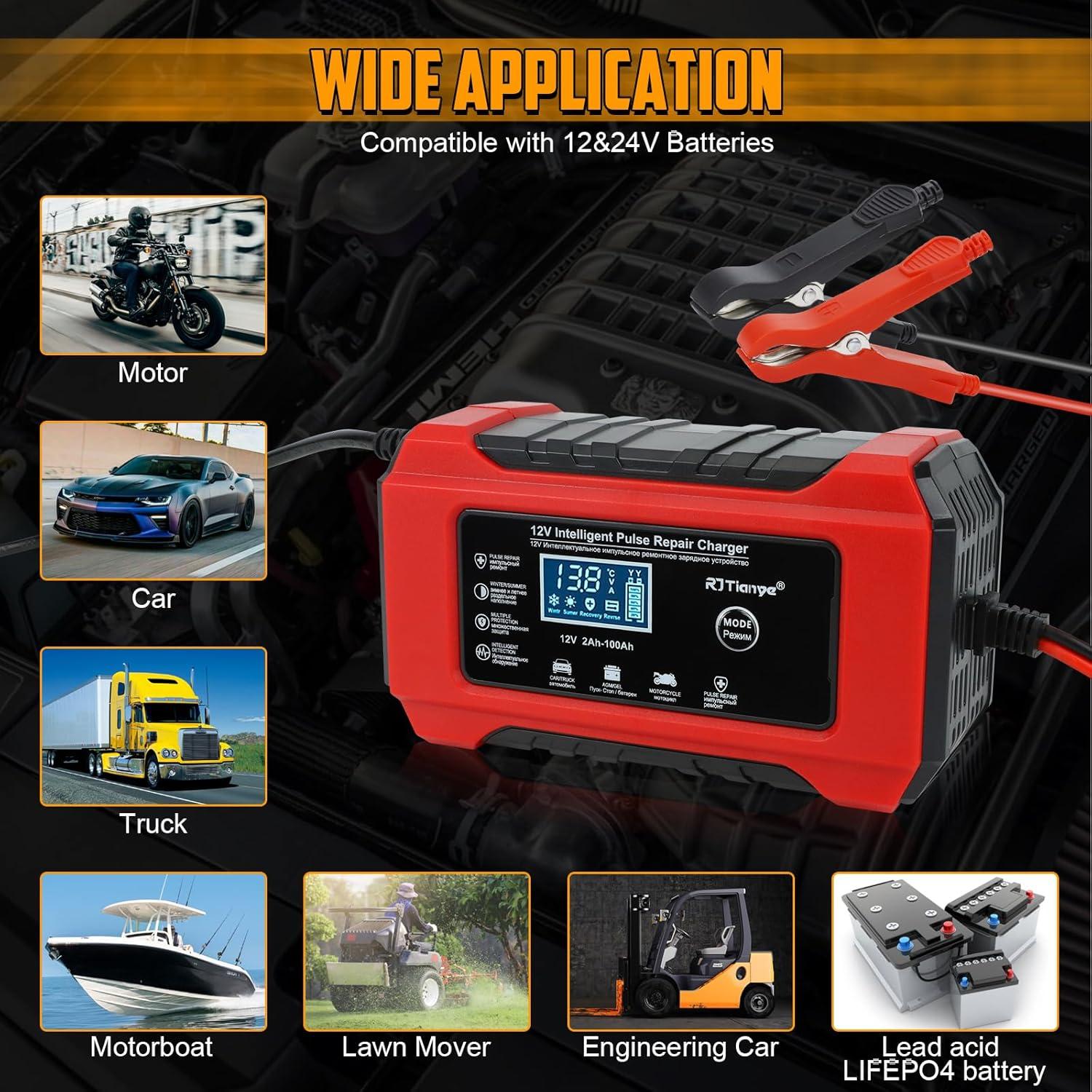 Cargador de Batería Automático TIPHOPE 12V 10A y 24V 5A