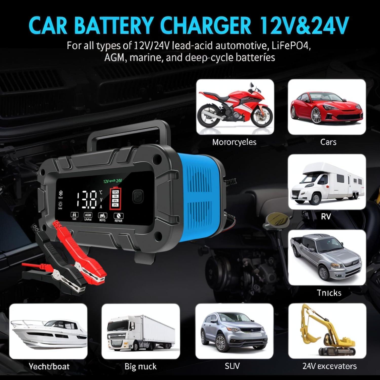 Cargador de Batería Inteligente 12V/24V 20A Genérico