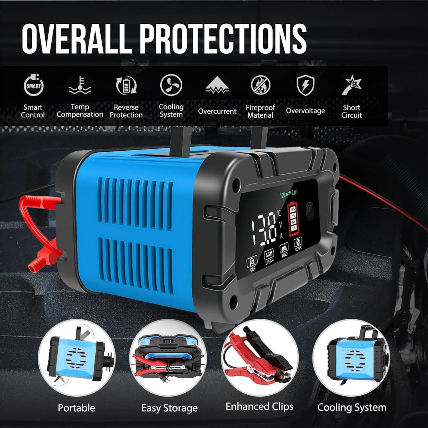 Cargador de Batería Inteligente 12V/24V 20A Genérico