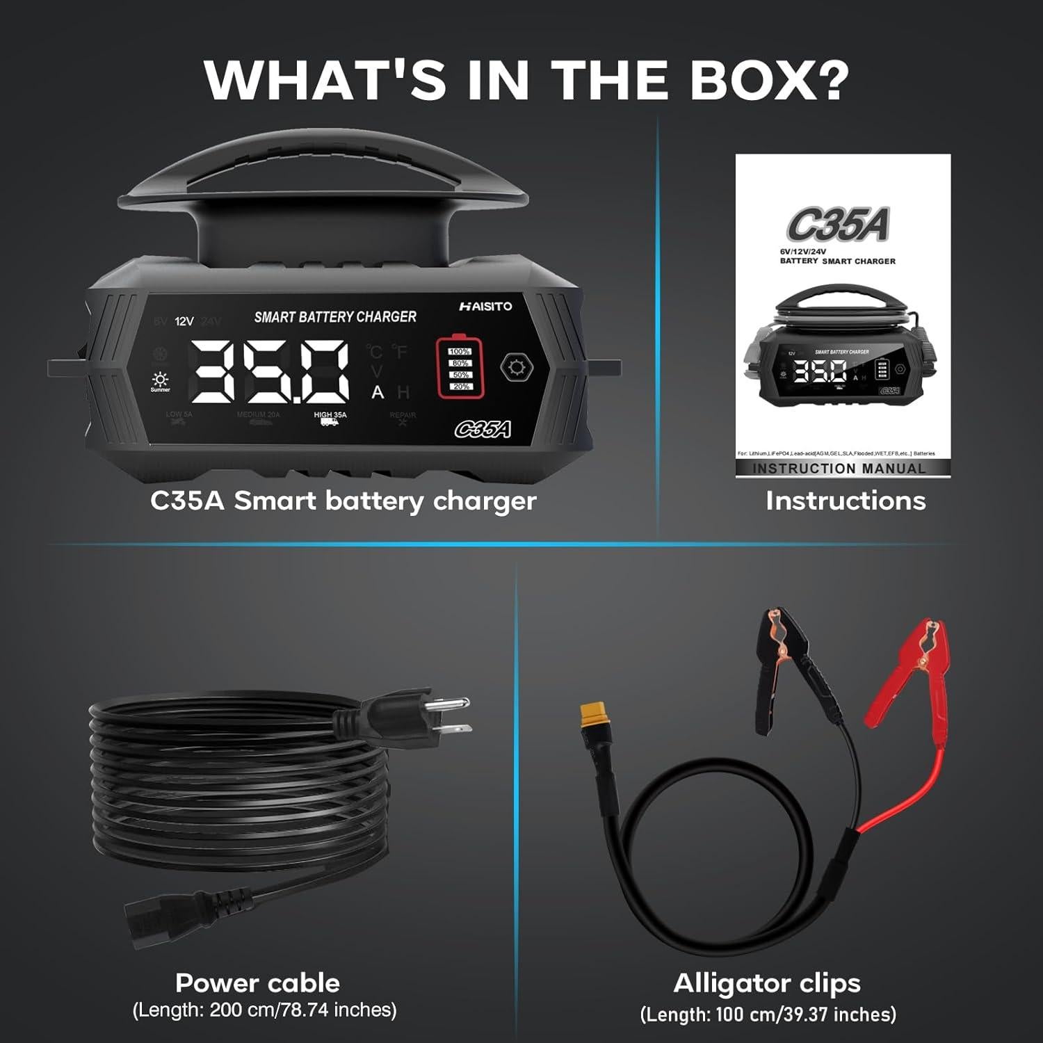 Cargador de Batería Inteligente Dght 6V 10A 12V 35A 24V 18A