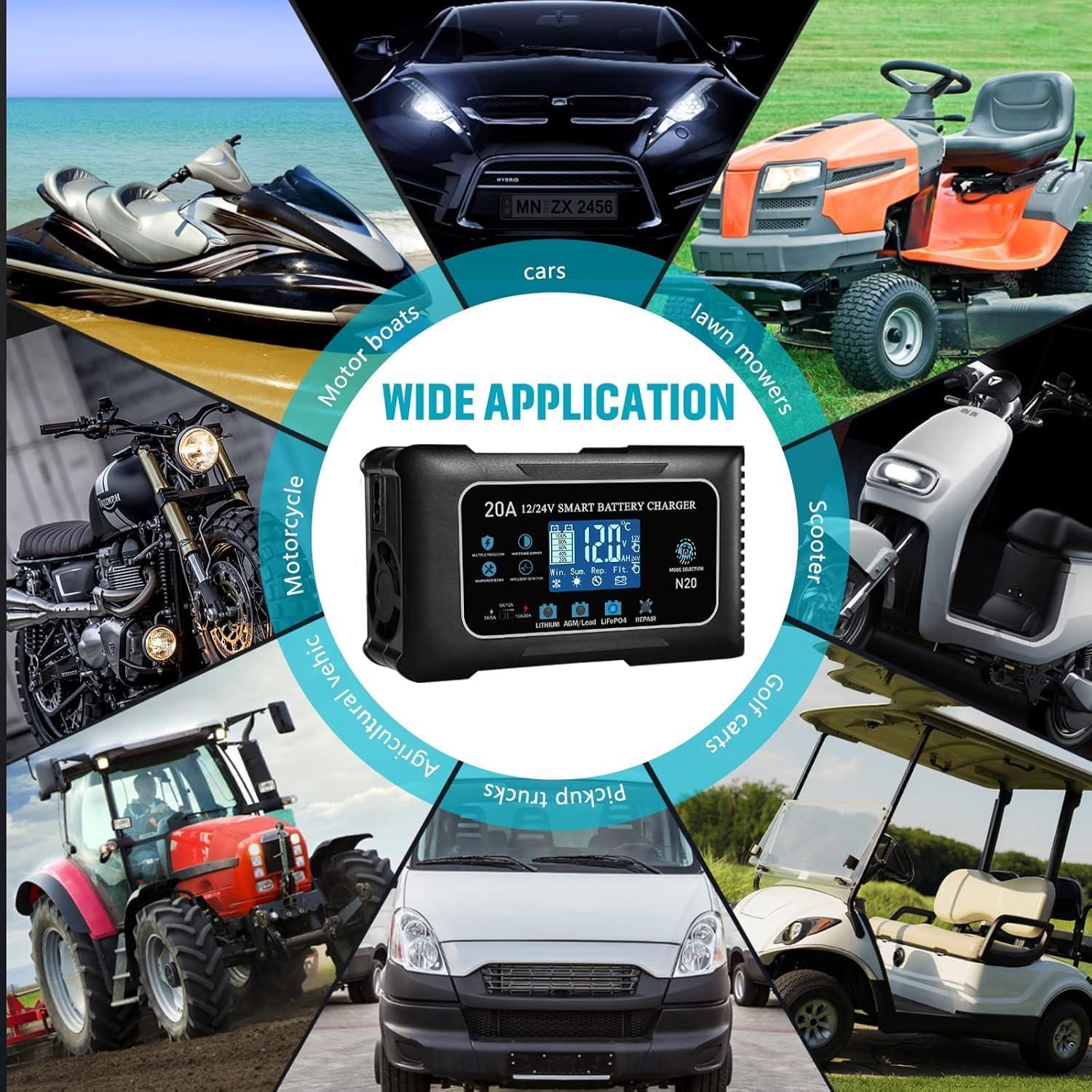 Cargador de Batería Inteligente Dght 12V 20A 24V 10A Litio/Ácido