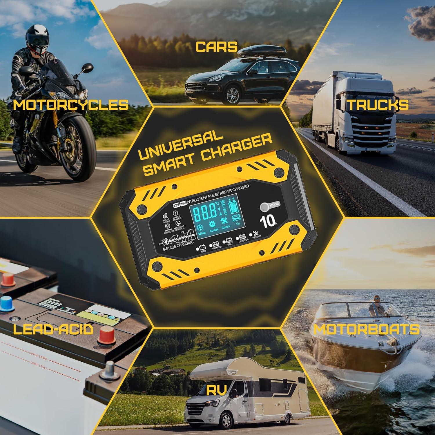 Cargador de Batería Inteligente 10A 12V/24V ESB Automático