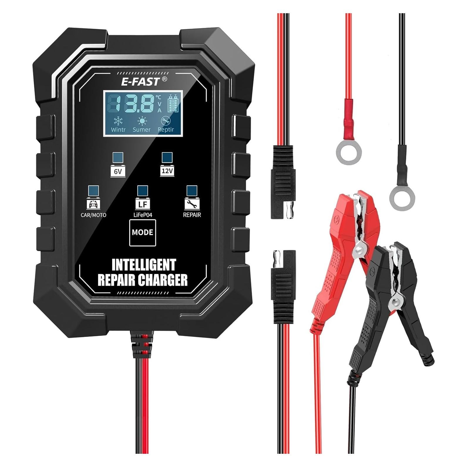 Cargador de Batería Inteligente E-FAST 1.5A 6V/12V para Autos