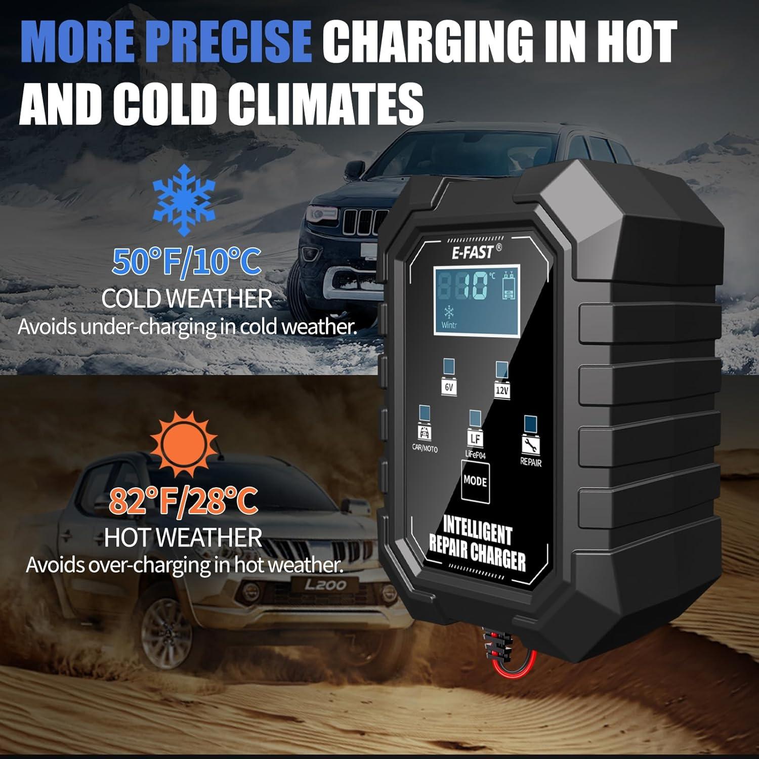 Cargador de Batería Inteligente E-FAST 1.5A 6V/12V para Autos