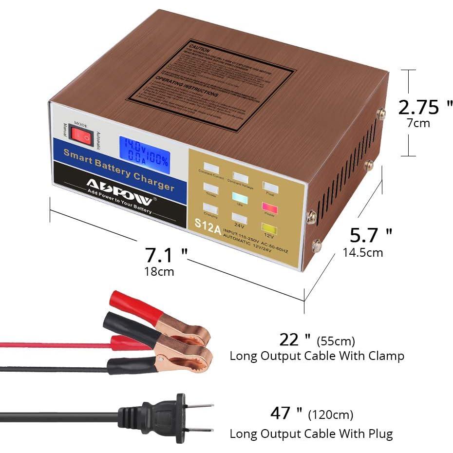 Cargador de Batería Inteligente ADPOW 12V 24V 12A 220W